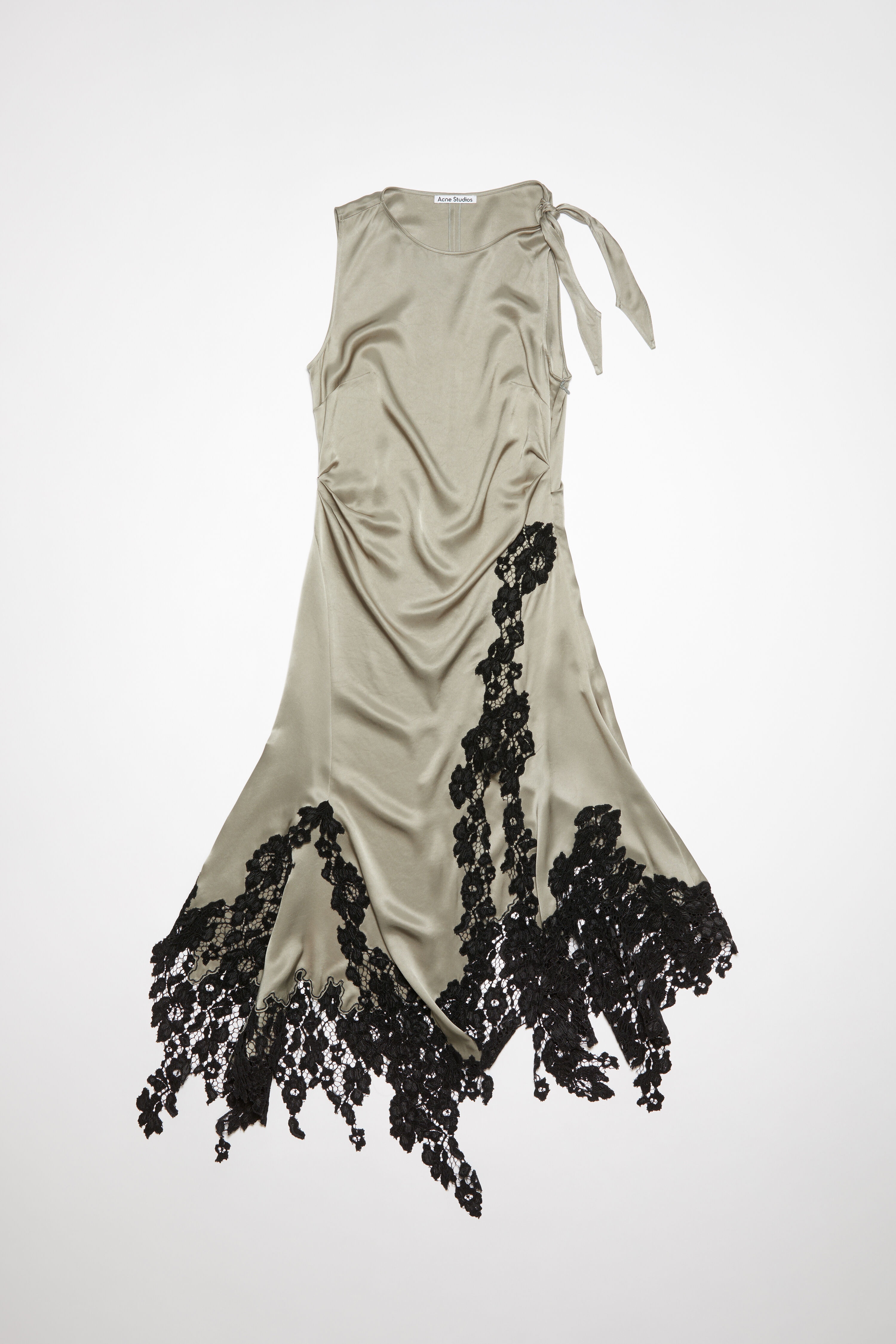 Satin lace dress - Light grey - 7