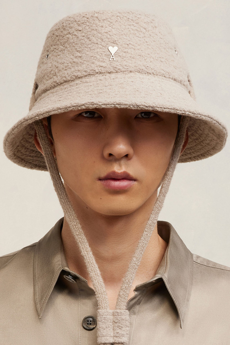 AMI Paris Ami De Coeur Bucket Hat With String outlook