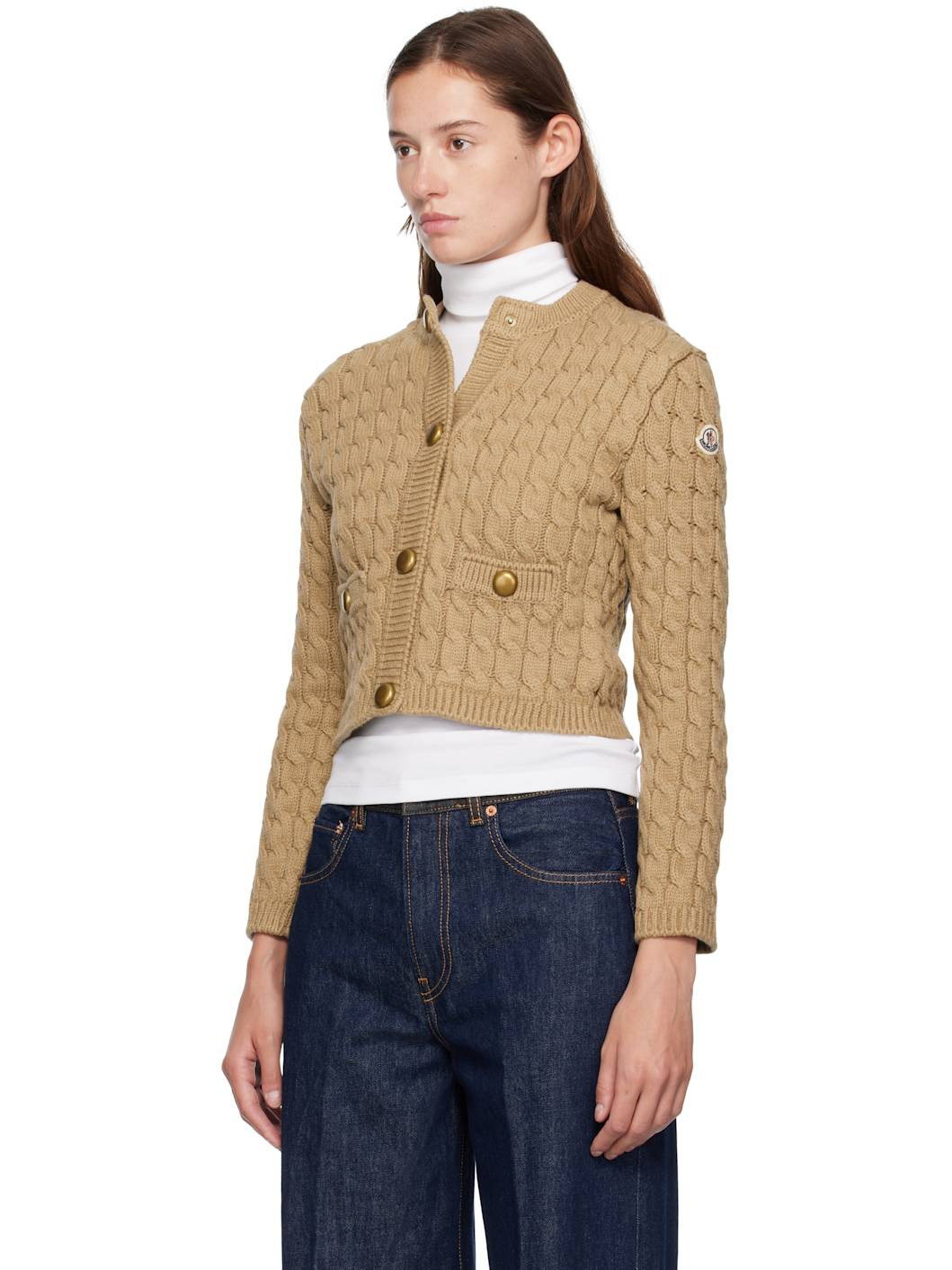 Beige Cotton Blend Cardigan - 4