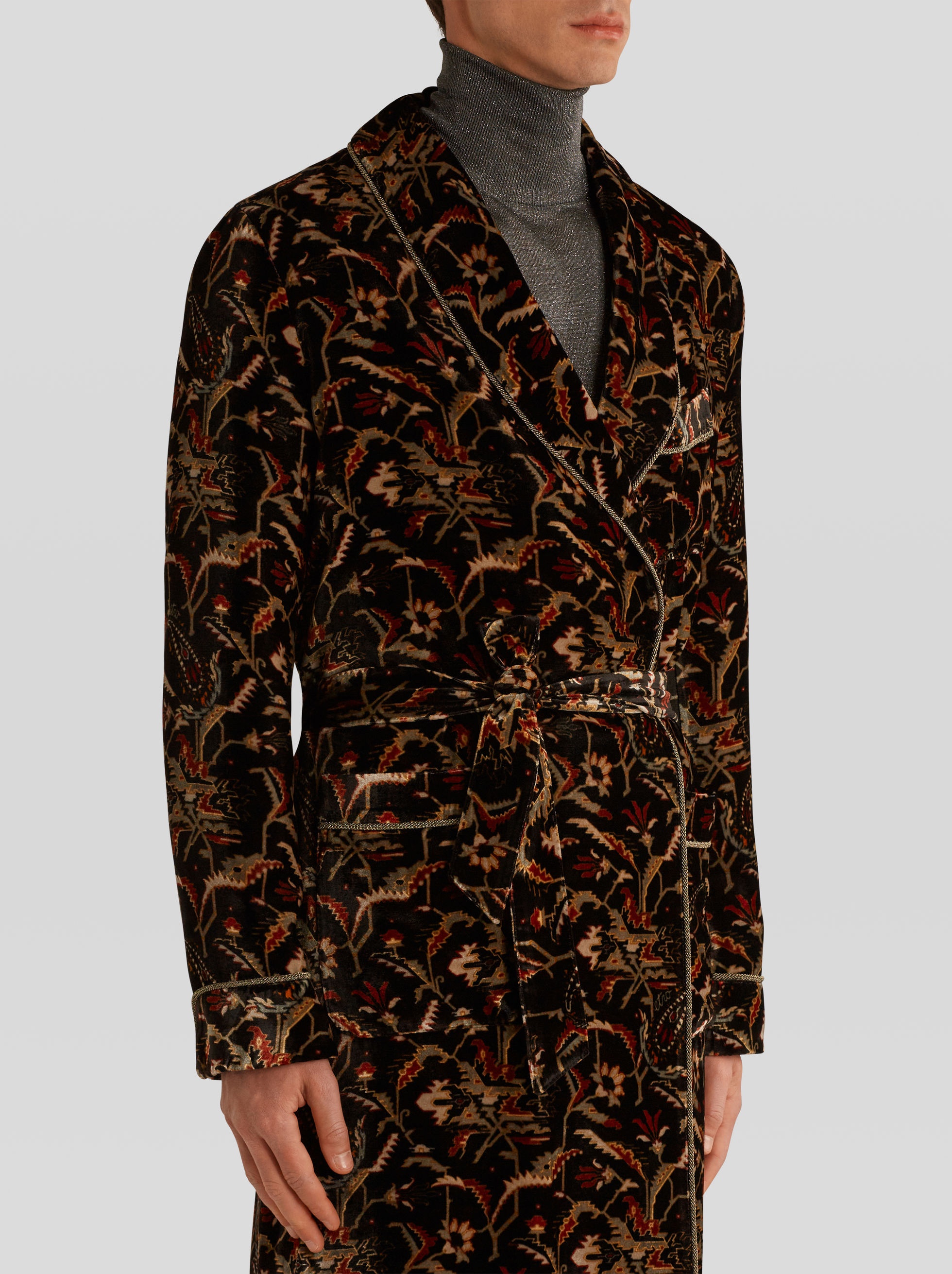 FLORAL PATTERN ROBE COAT - 2