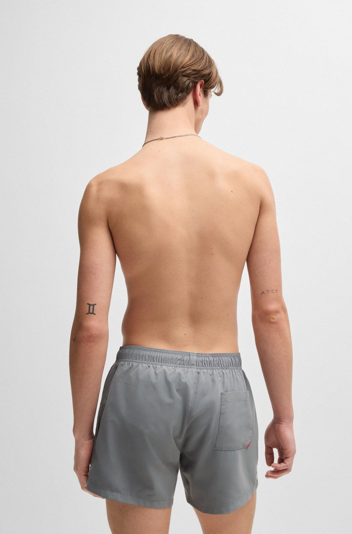 FULLY LINED SWIM SHORTS WITH VERTICAL LOGO - 4