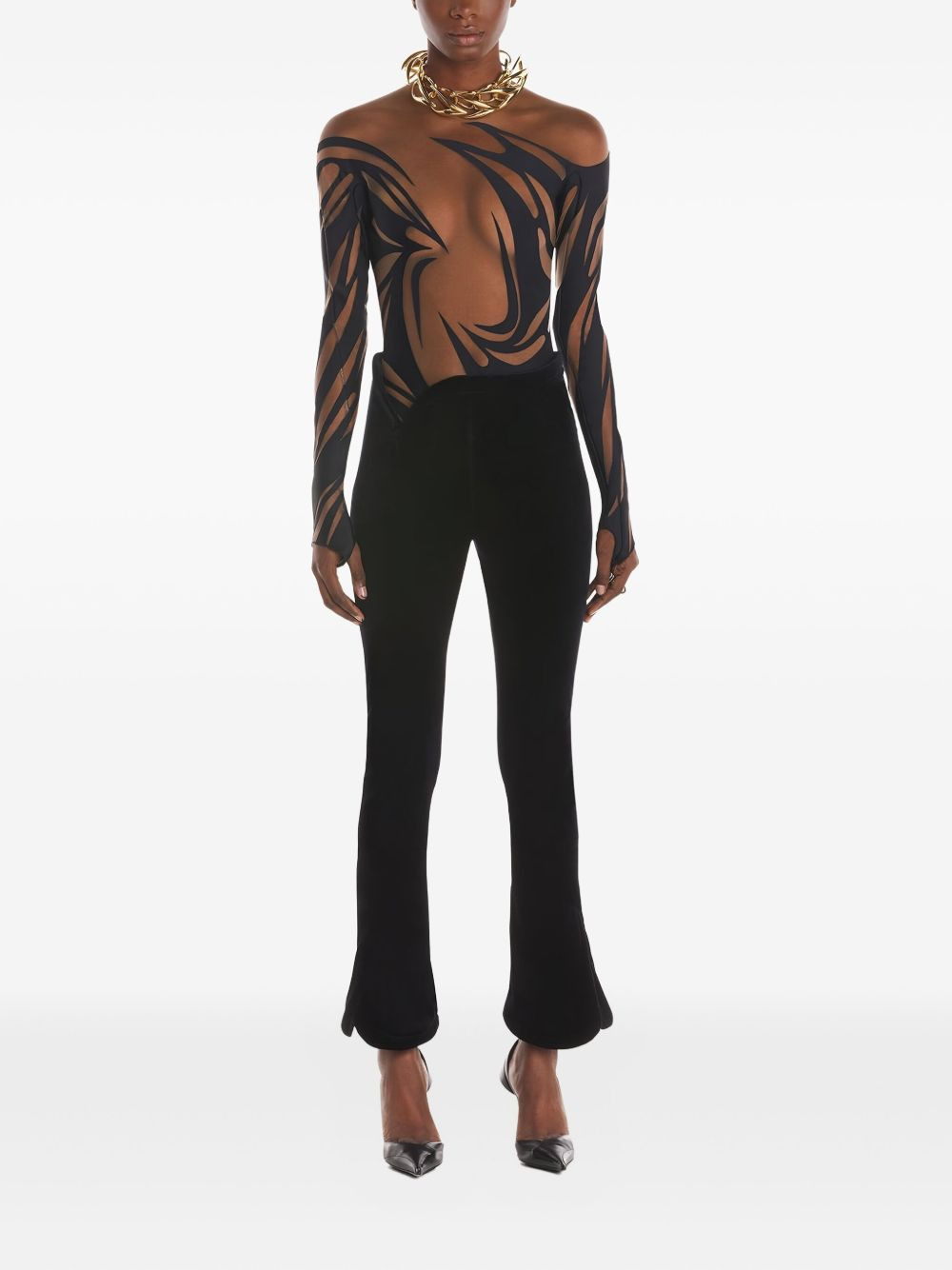 abstract-print long-sleeve bodysuit - 2