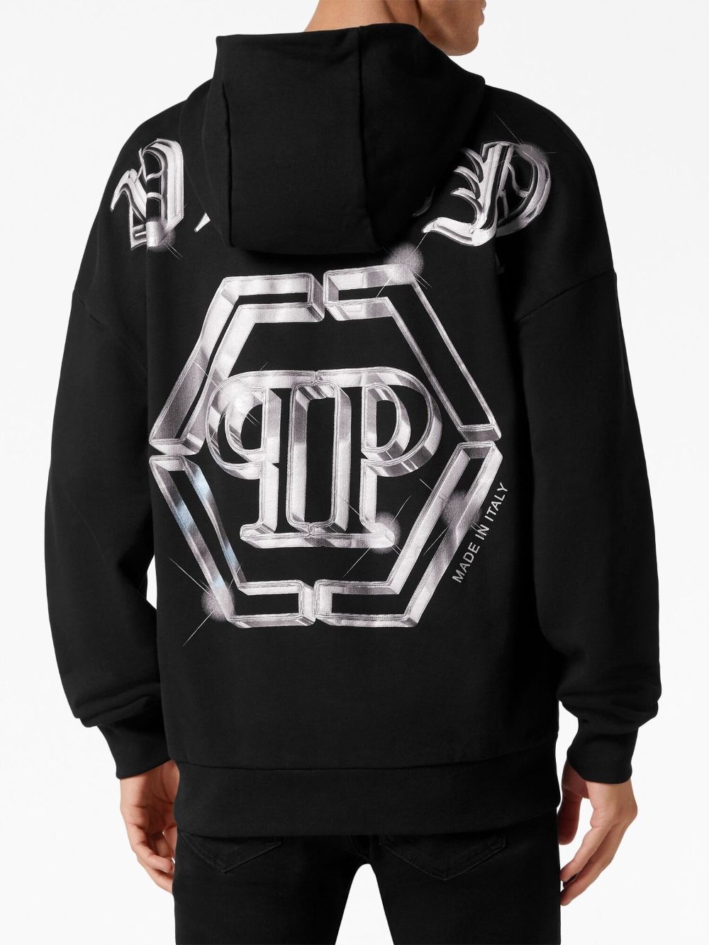 logo-print cotton hoodie - 4