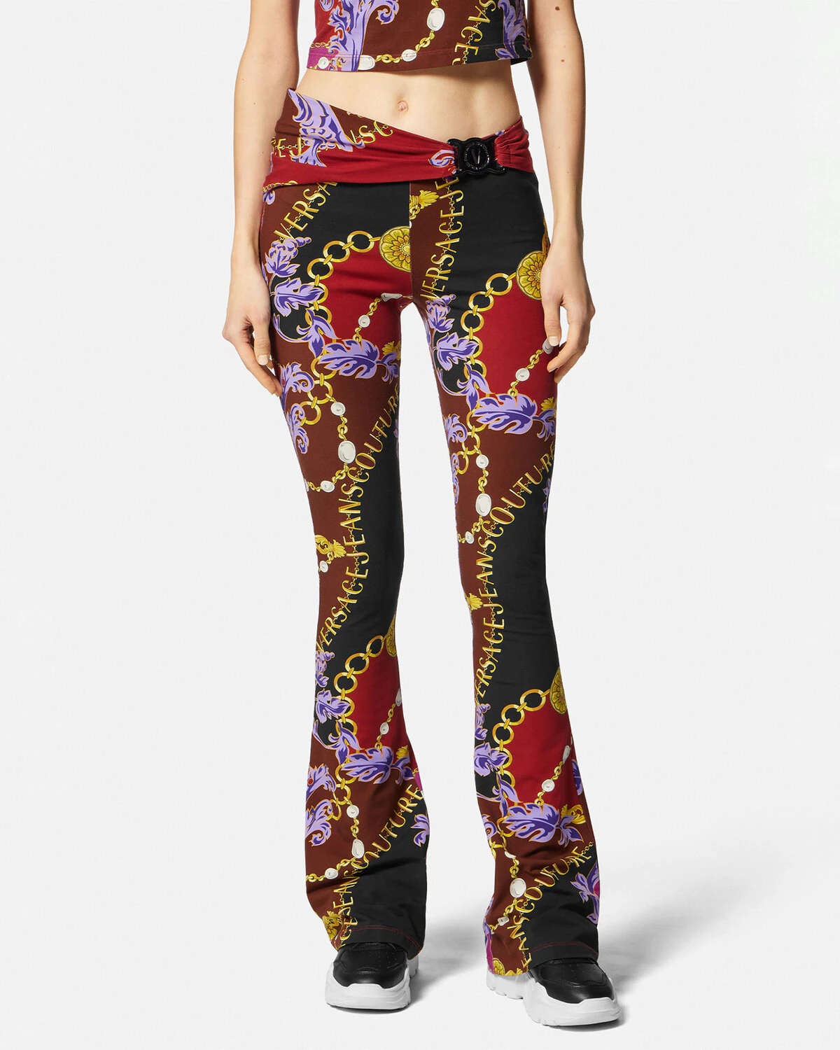 Chain Couture V-Emblem Flared Leggings - 3