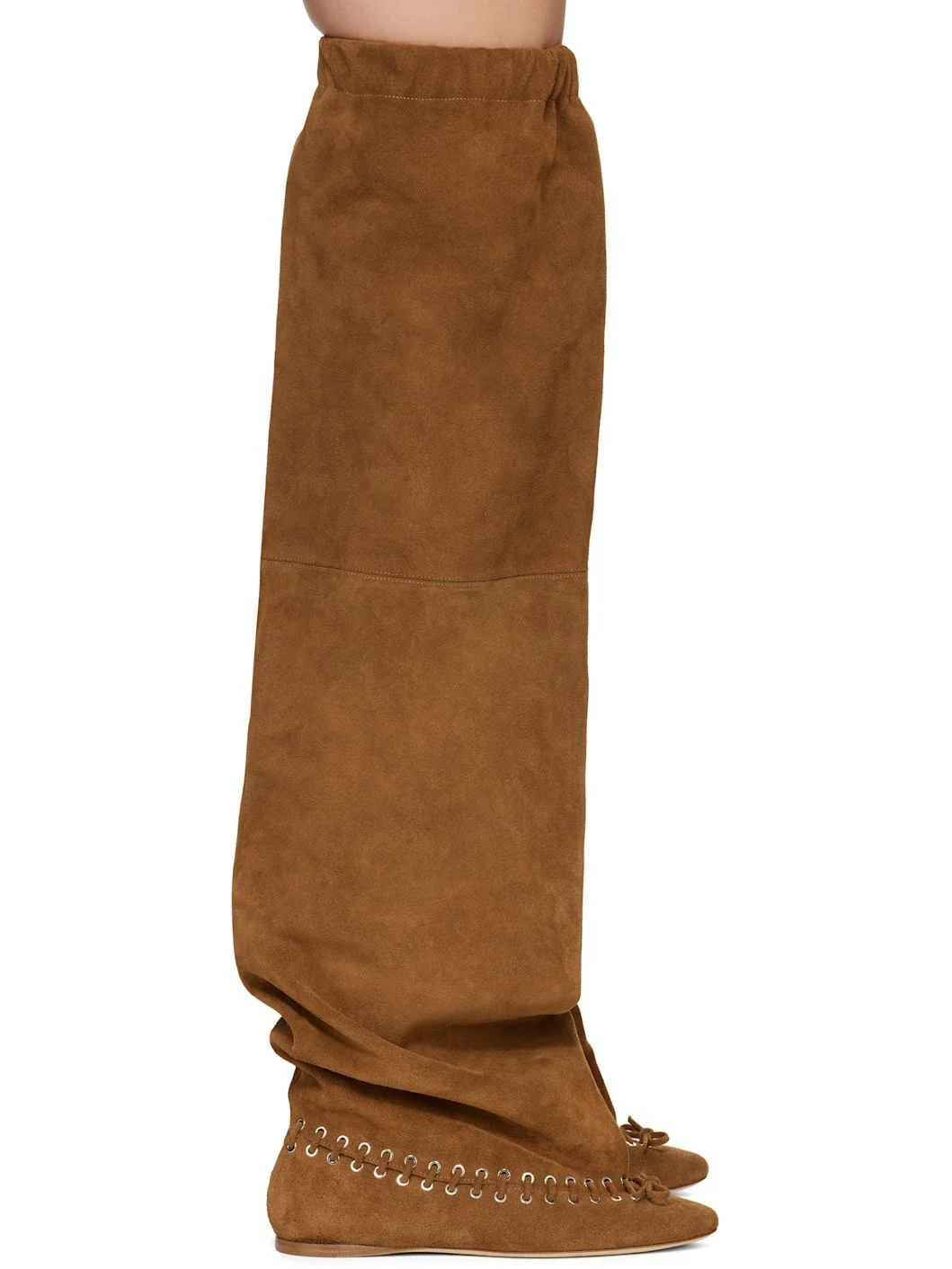 Brown Level Flat Thigh High Tall Boots - 1