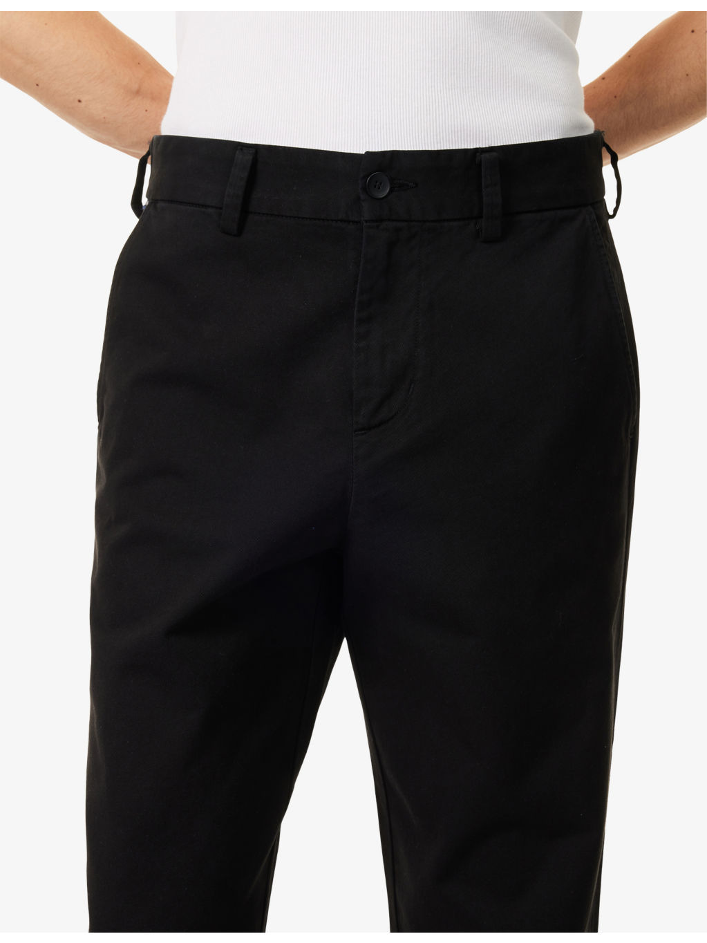 Flat Front Chino Tapered-Leg Cotton Trousers - 5