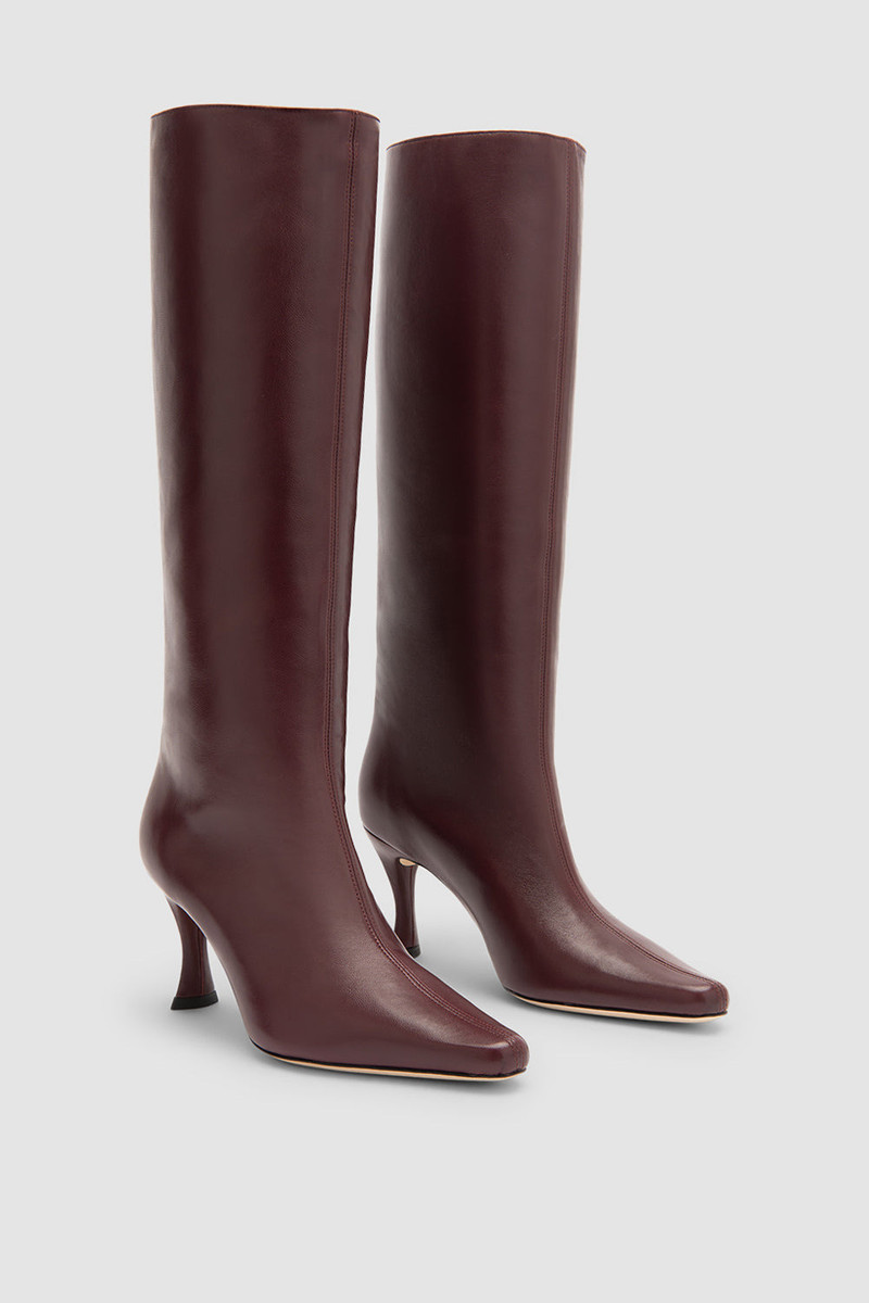 BY FAR Stevie 42 Sour Cherry Lamb Nappa Leather Knee-High Boot outlook