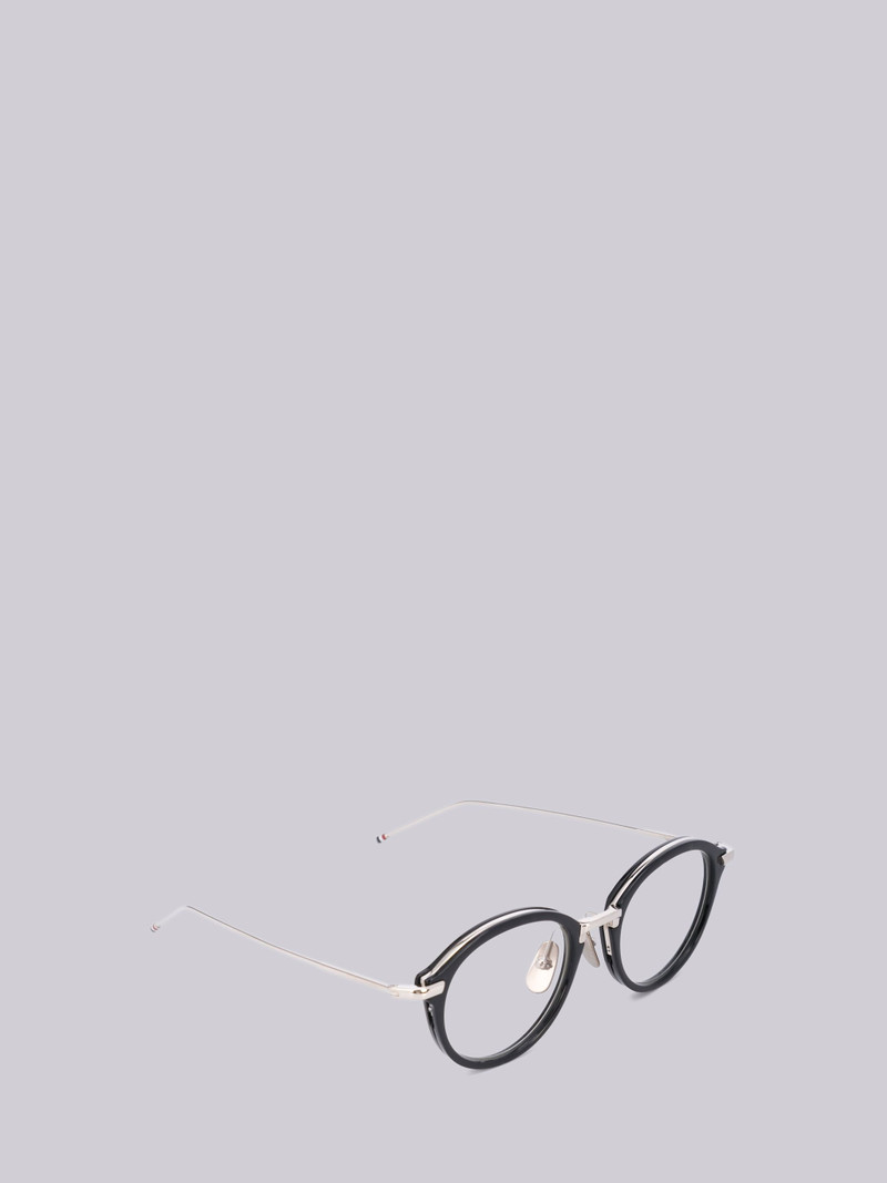 TB011 - Silver and Black Round Glasses 4