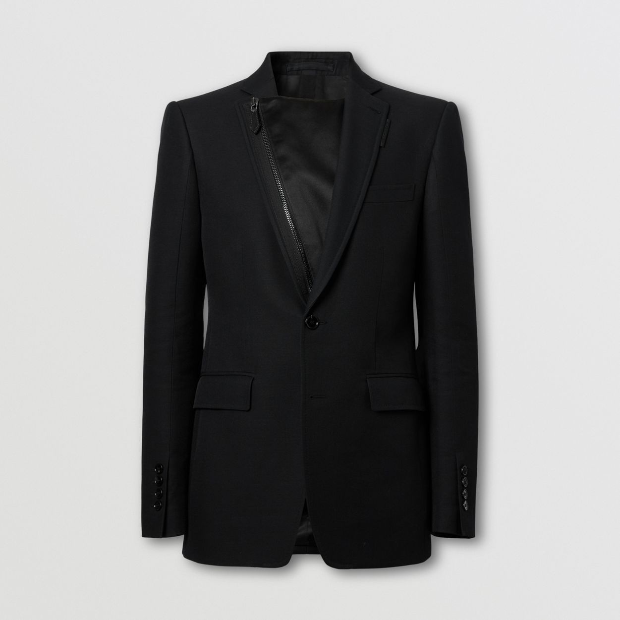 Zip Panel Wool Silk Tailored Jacket - 1