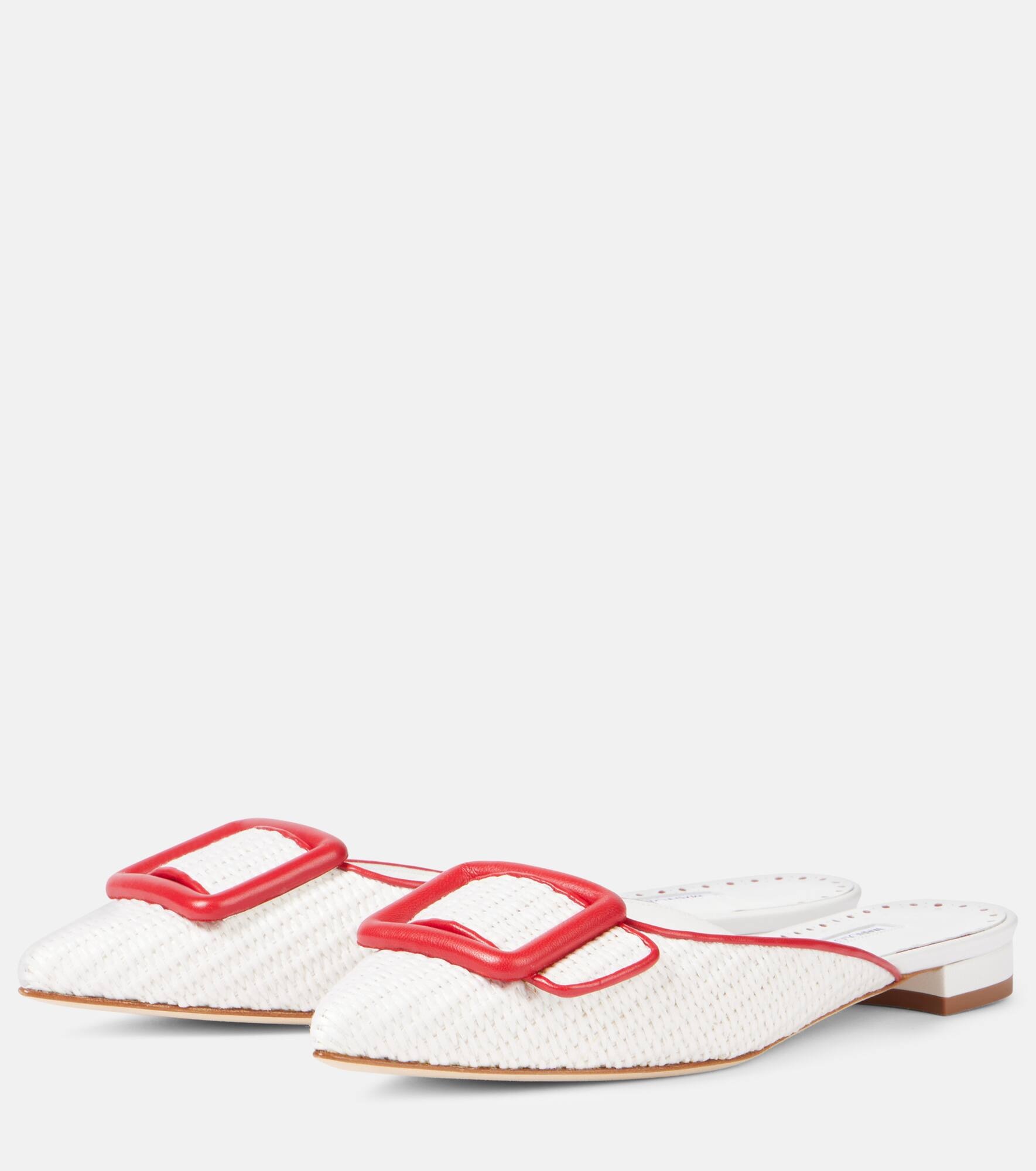 Maysale leather-trimmed raffia mules - 4