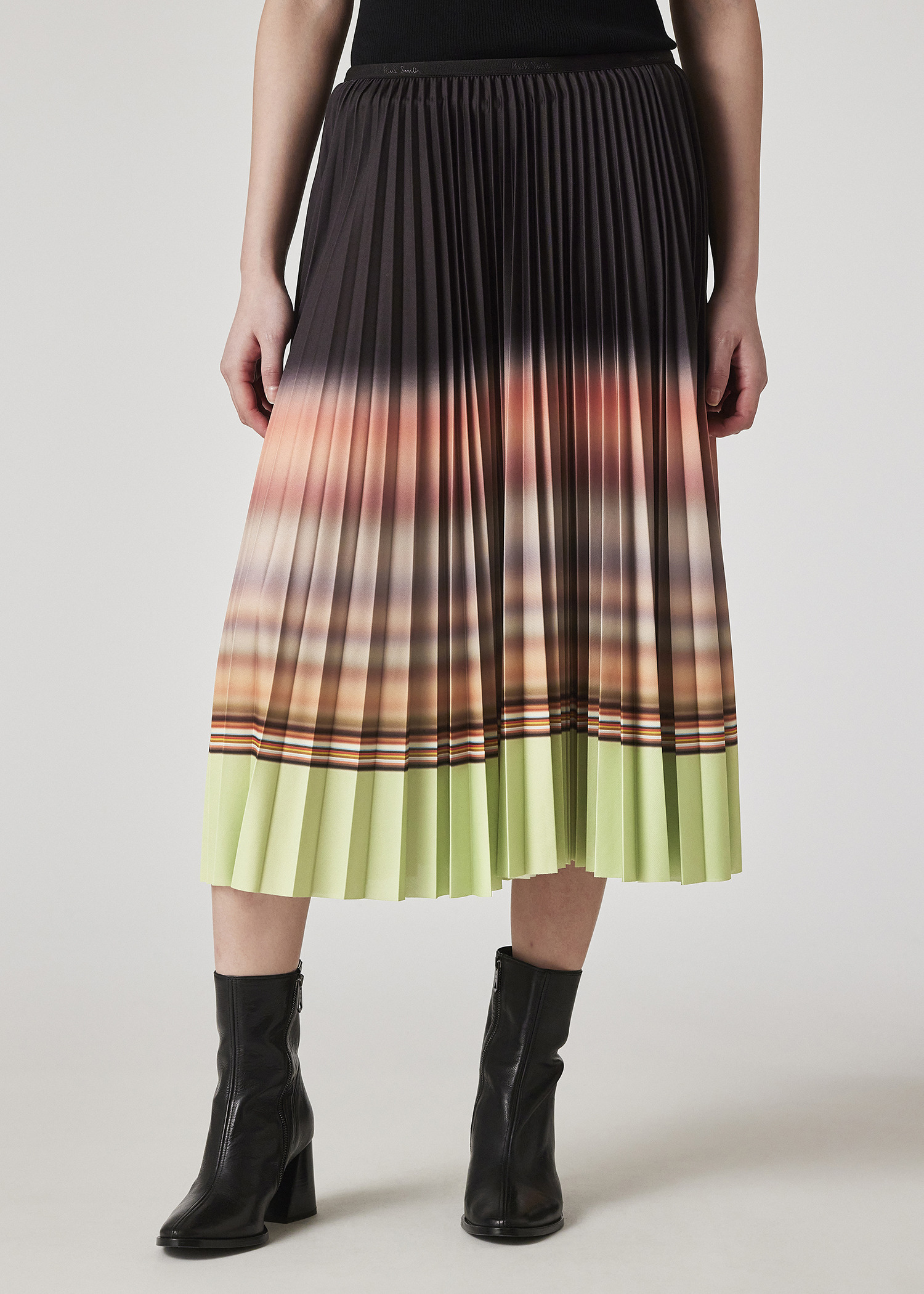 Women's Pistachio Gradient 'Signature Stripe' Pleated Skirt - 3