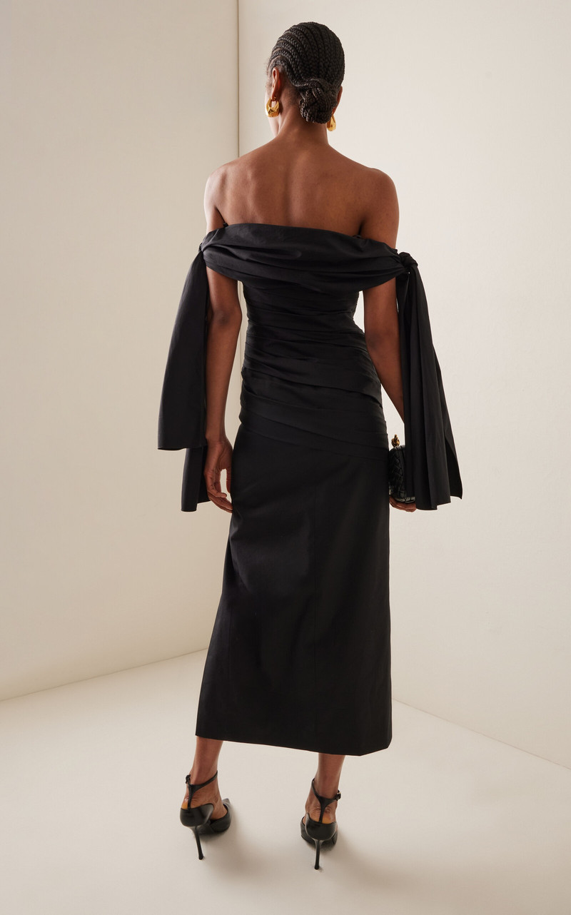 Off-The-Shoulder Stretch-Cotton Midi Dress black 4