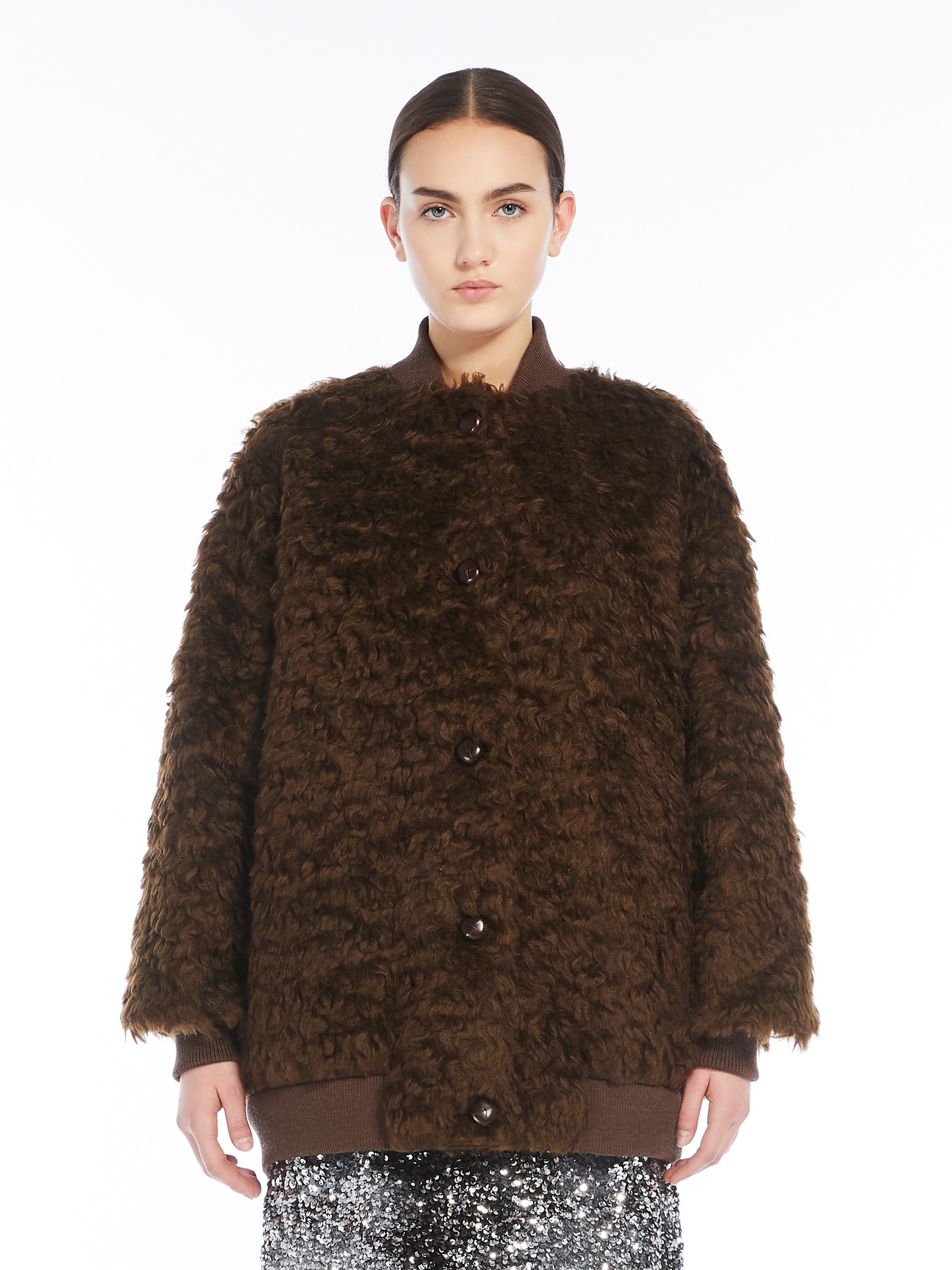 AGIATE Short furry fabric bomber jacket - 3