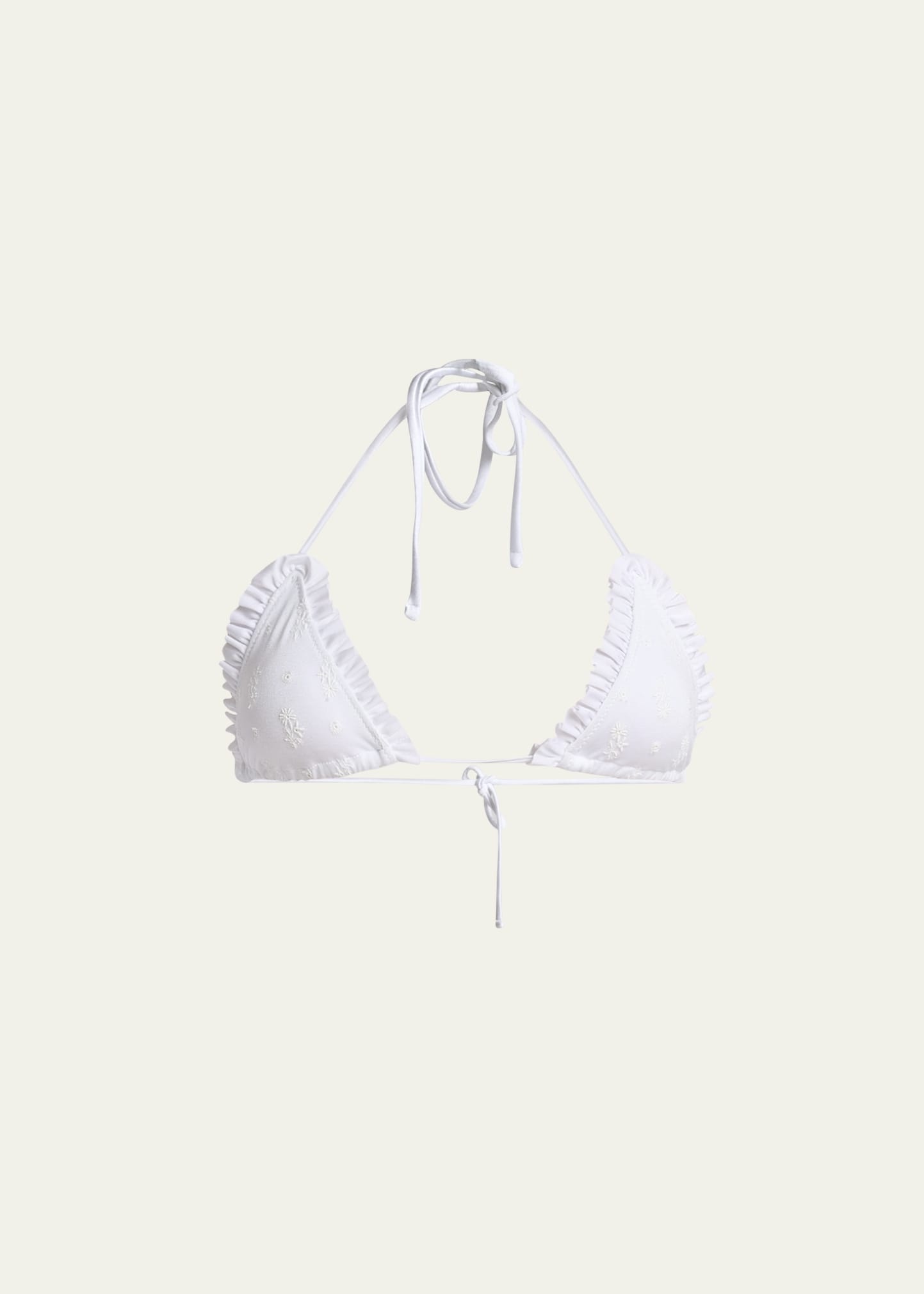 Ruffle-Trim Eyelet Bikini Top - 1