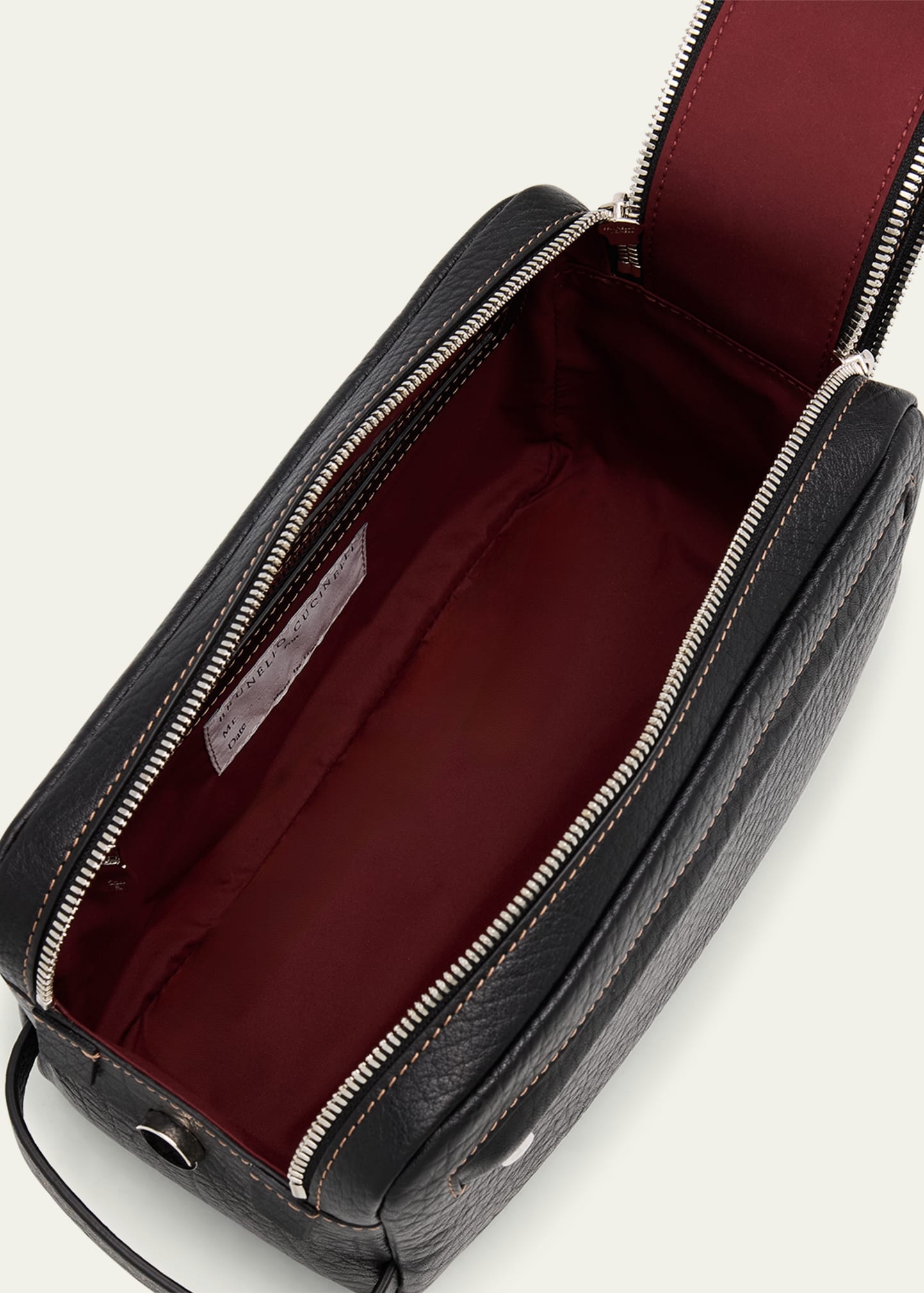 Men's Grained Leather Toiletry Bag - 3