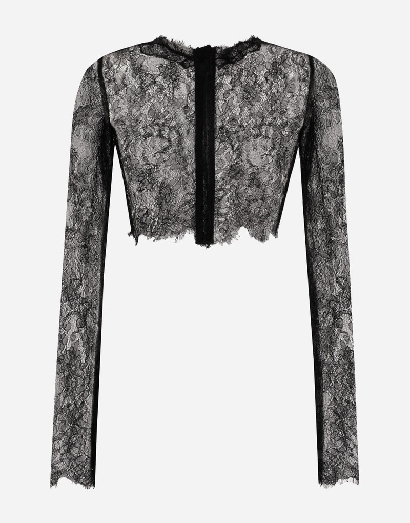Dolce & Gabbana Long-sleeved Chantilly lace crop top outlook