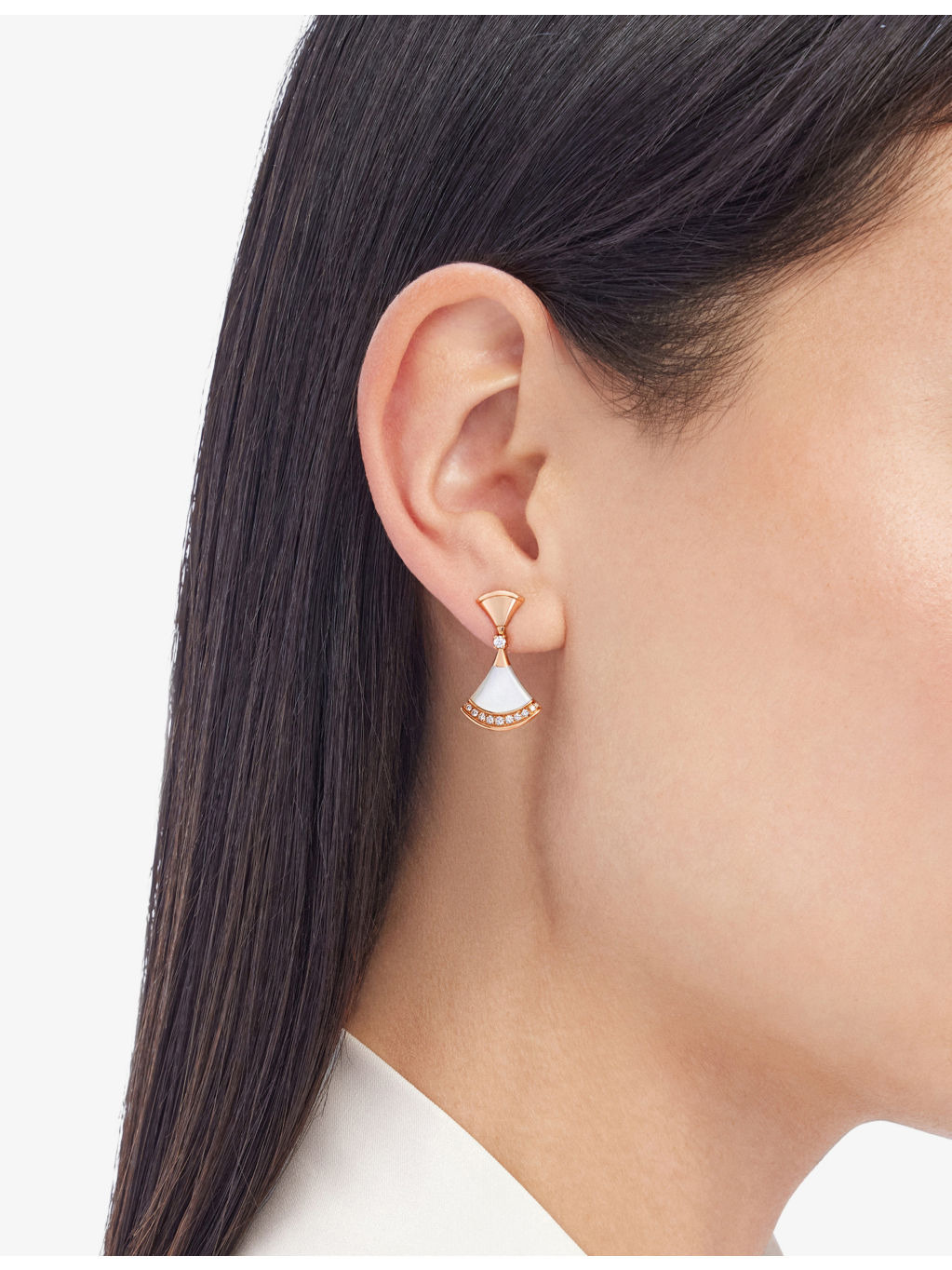 Divas' Dream 18ct Rose-Gold, 0.18ct Brilliant-Cut Diamond and Mother-of-Pearl Earrings - 3