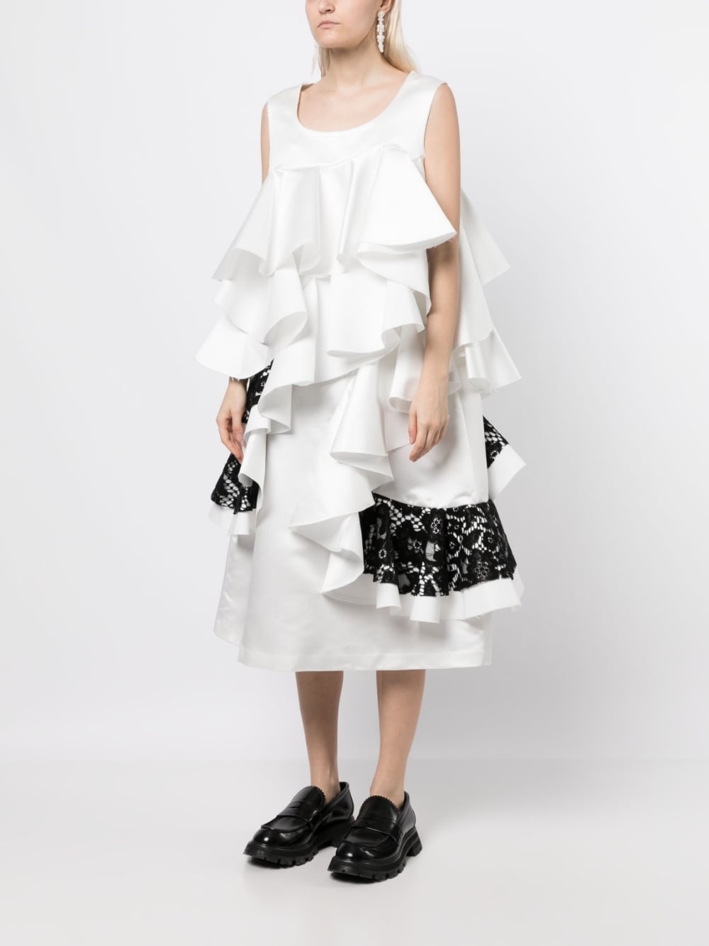 ruffle-detailing sleeveless dress - 3