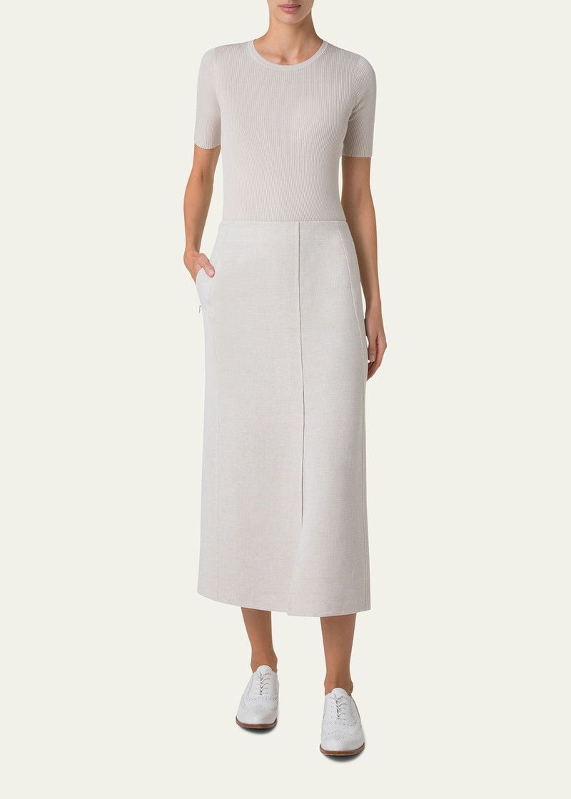 AKRIS Twisted Linen Double-Face Midi Pencil Skirt outlook