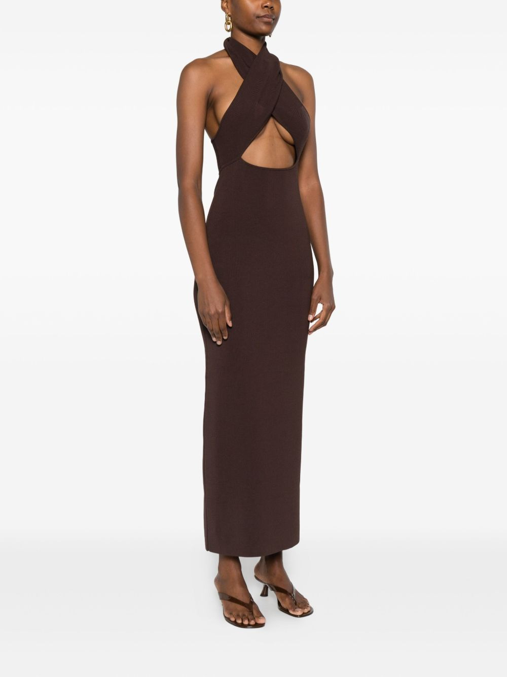Slope halter-neck maxi dress - 3