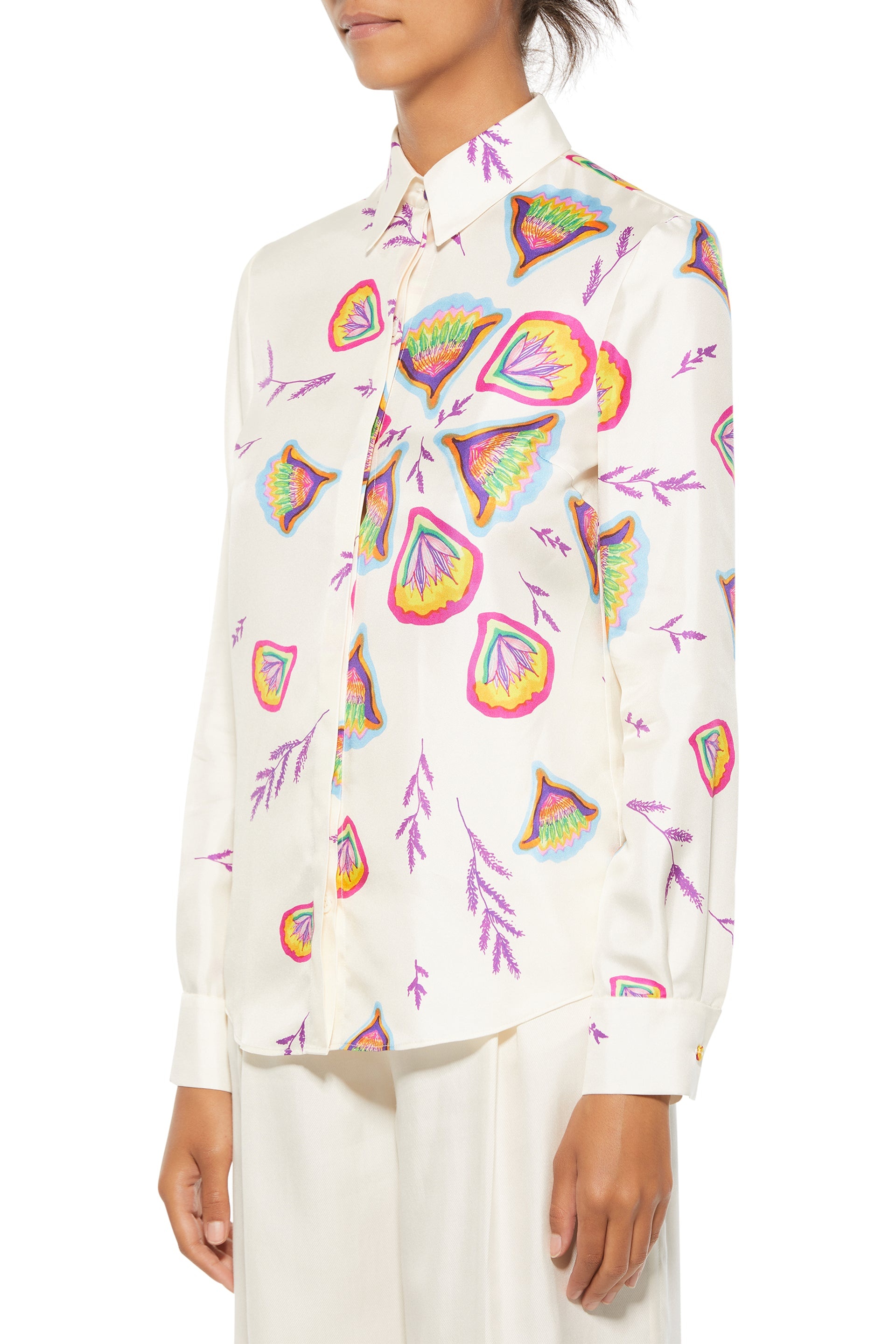 Henri Blouse in Printed Silk - 4