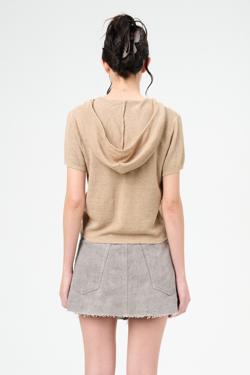 Our Legacy Knitted Slim Hood Oat Melange Refined Linen outlook