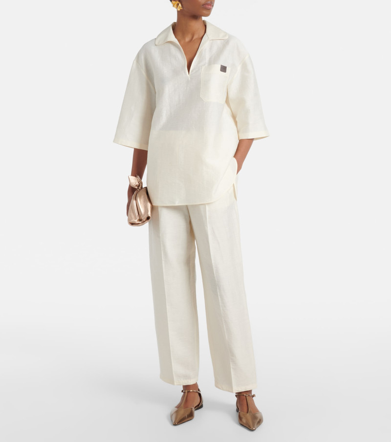 Max Mara Osiride linen and silk-blend polo shirt outlook