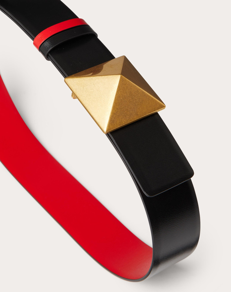 REVERSIBLE ONE STUD BELT IN GLOSSY CALFSKIN 40 MM 4