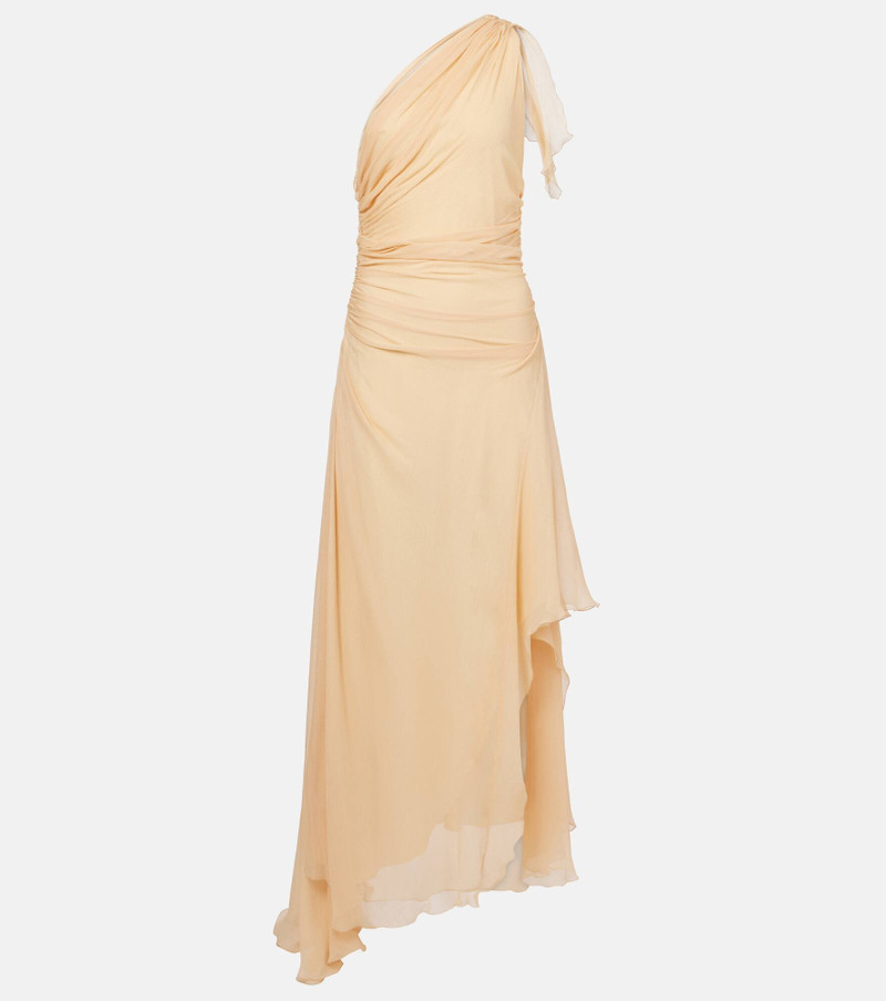 Draped one-shoulder silk maxi dress 1