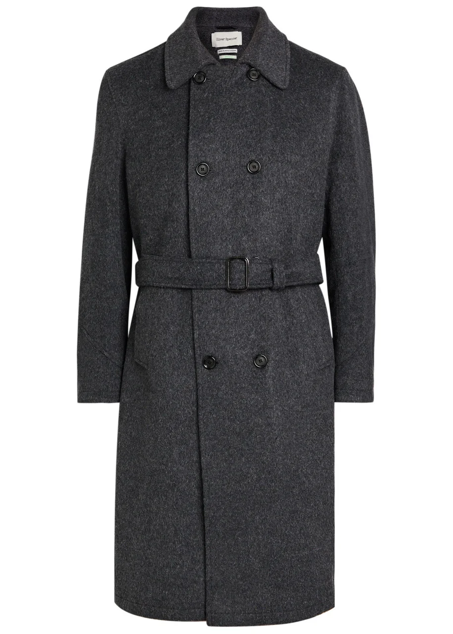 Oliver Spencer Double-breasted Belted Wool-blend Coat - 1