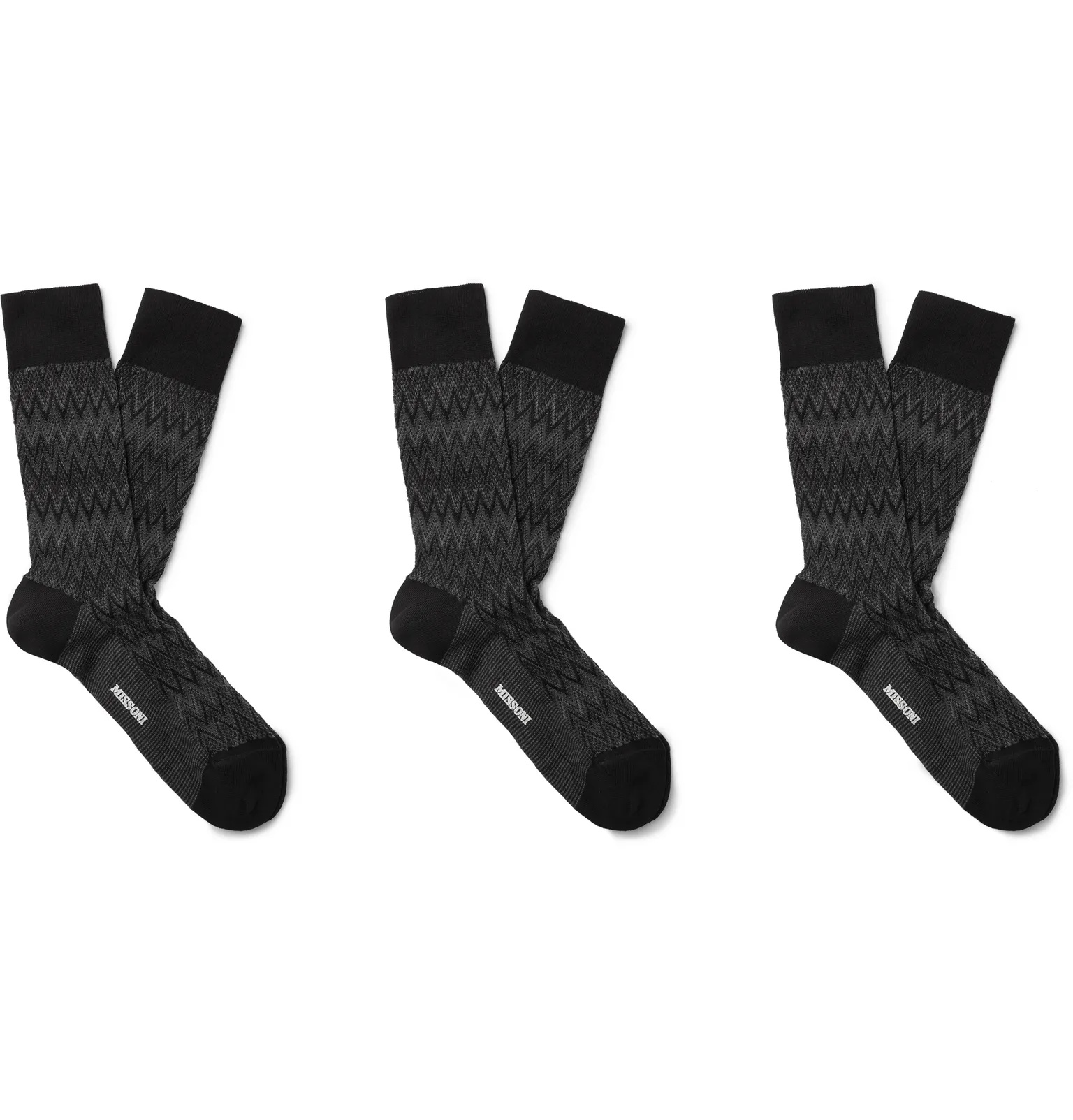 Three-Pack Crochet-Knit Cotton-Blend Socks - 1