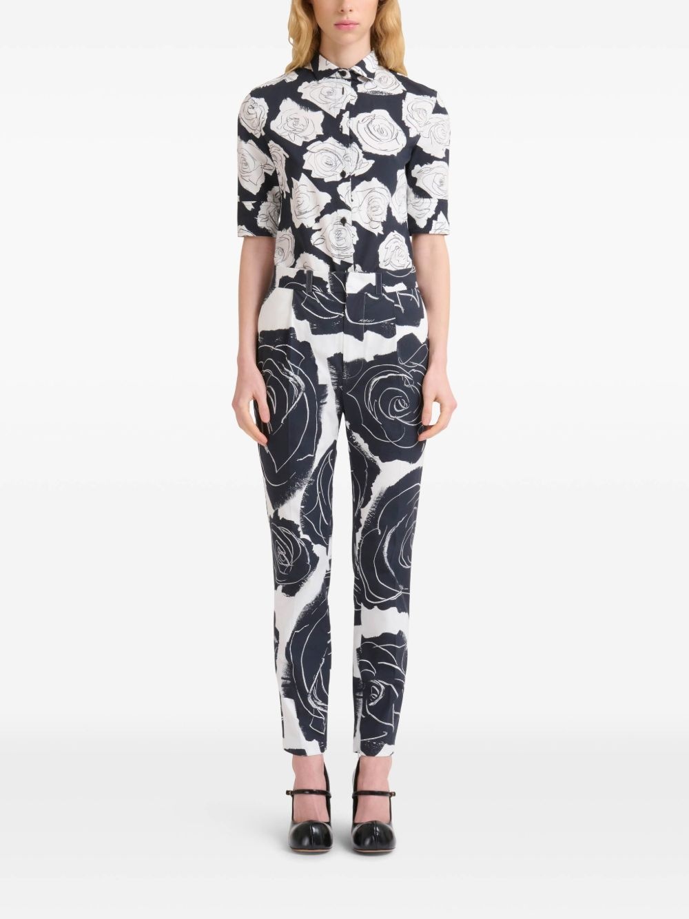 rose-print trousers - 2