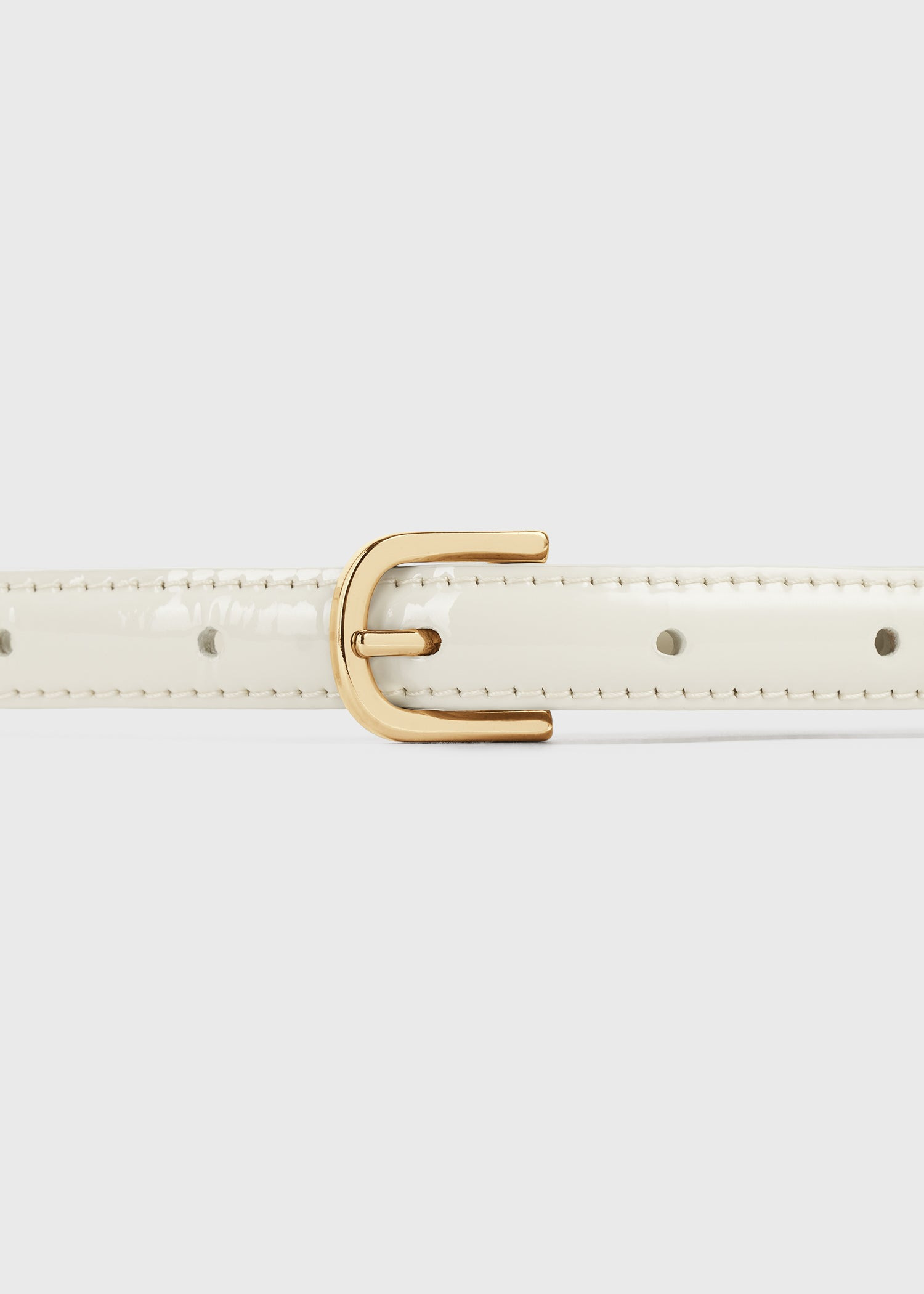 Thin patent-leather trouser belt bleached sand - 5