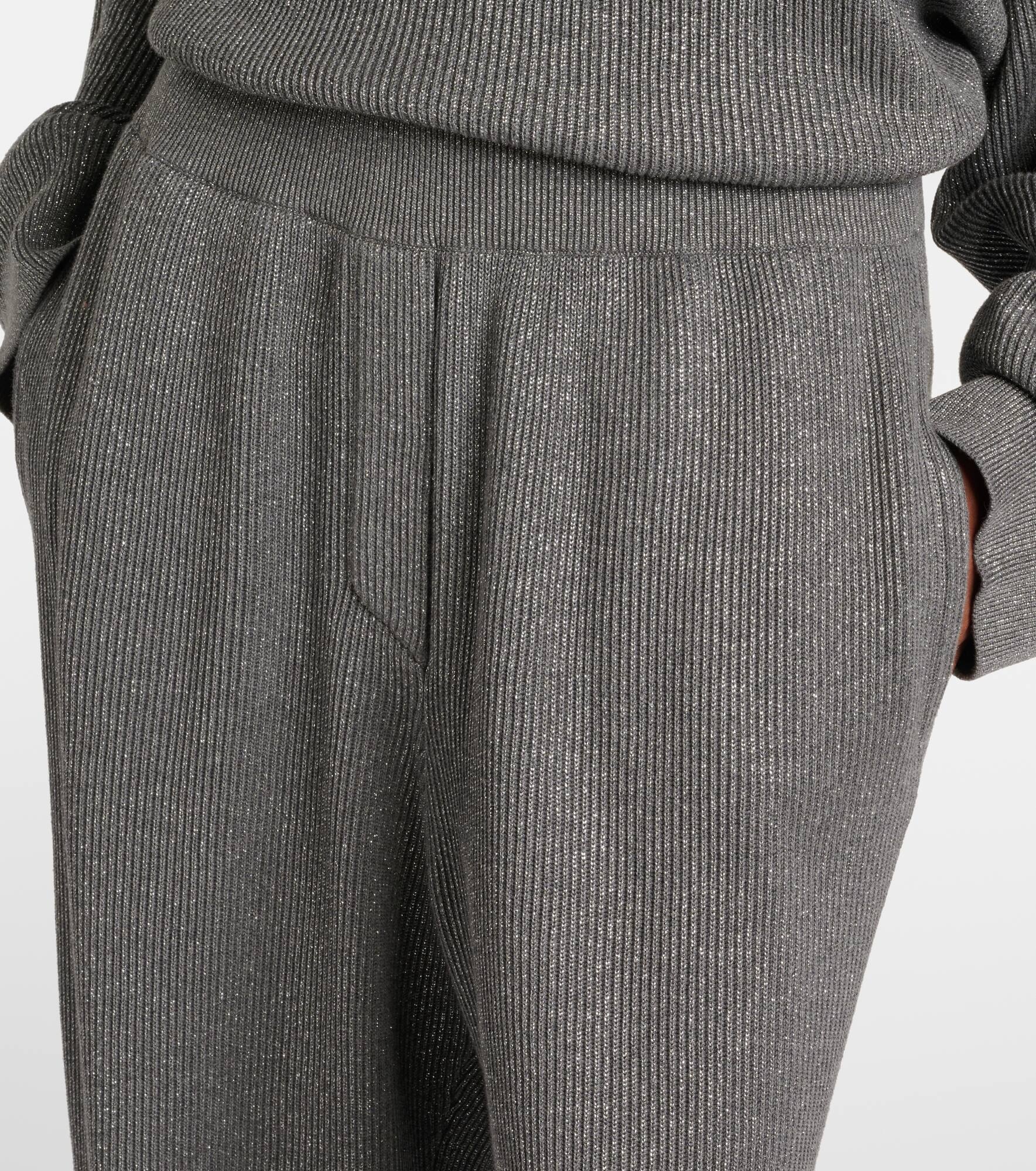 Cotton-blend lamé wide-leg pants - 4