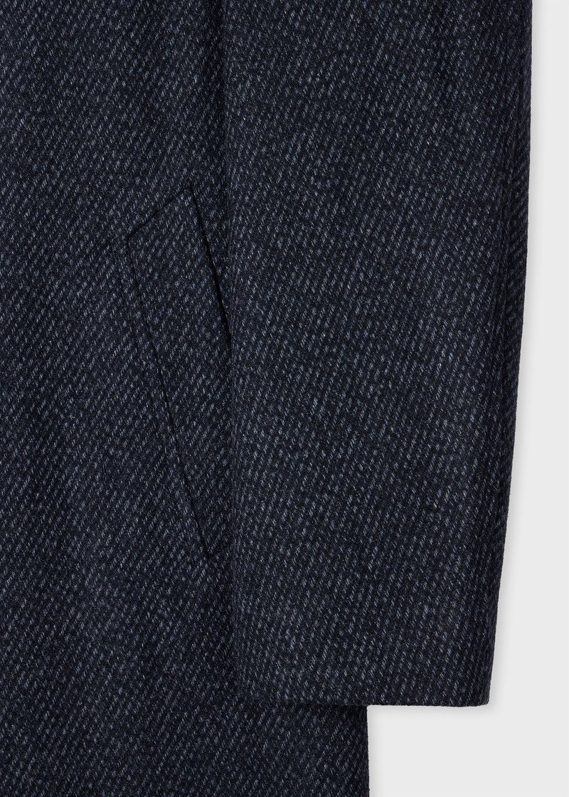 Navy Textured Wool-Blend Twill Overcoat 3