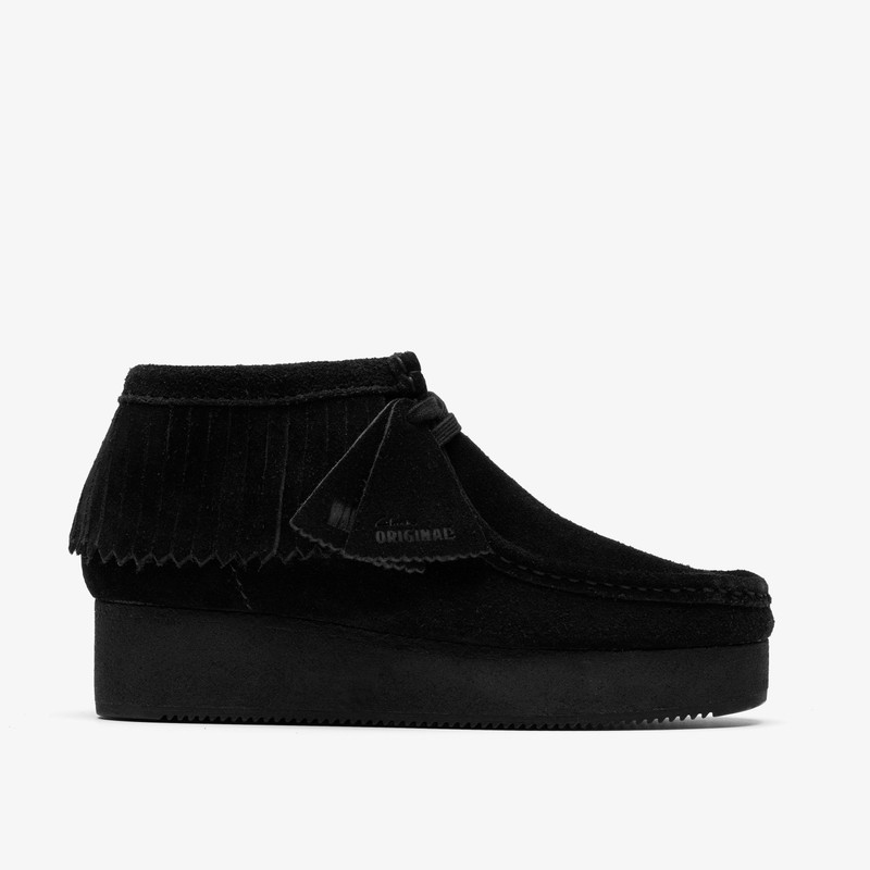 Wallabee Wedge Fringe Black Suede 1