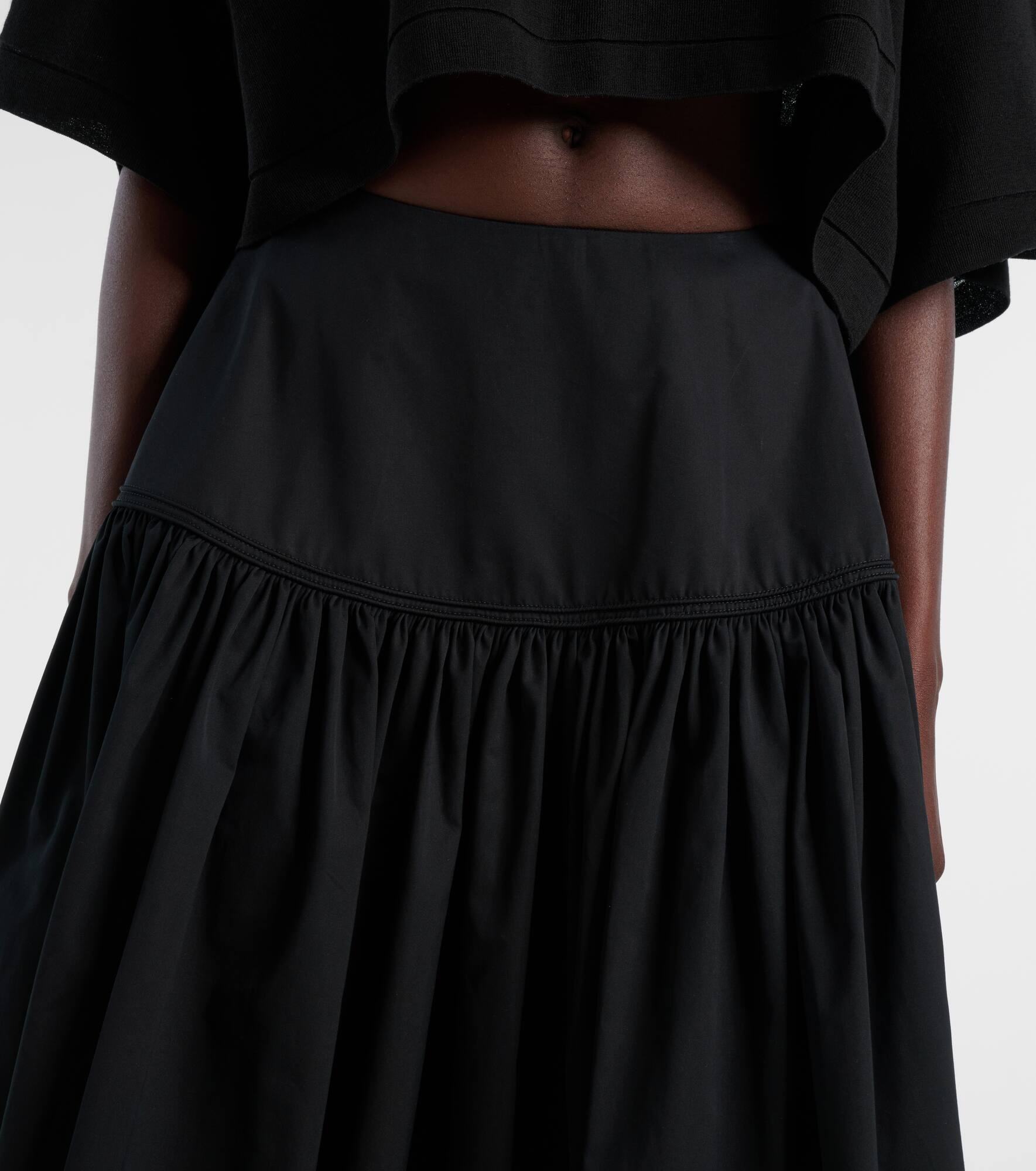 Gathered cotton poplin maxi skirt - 4
