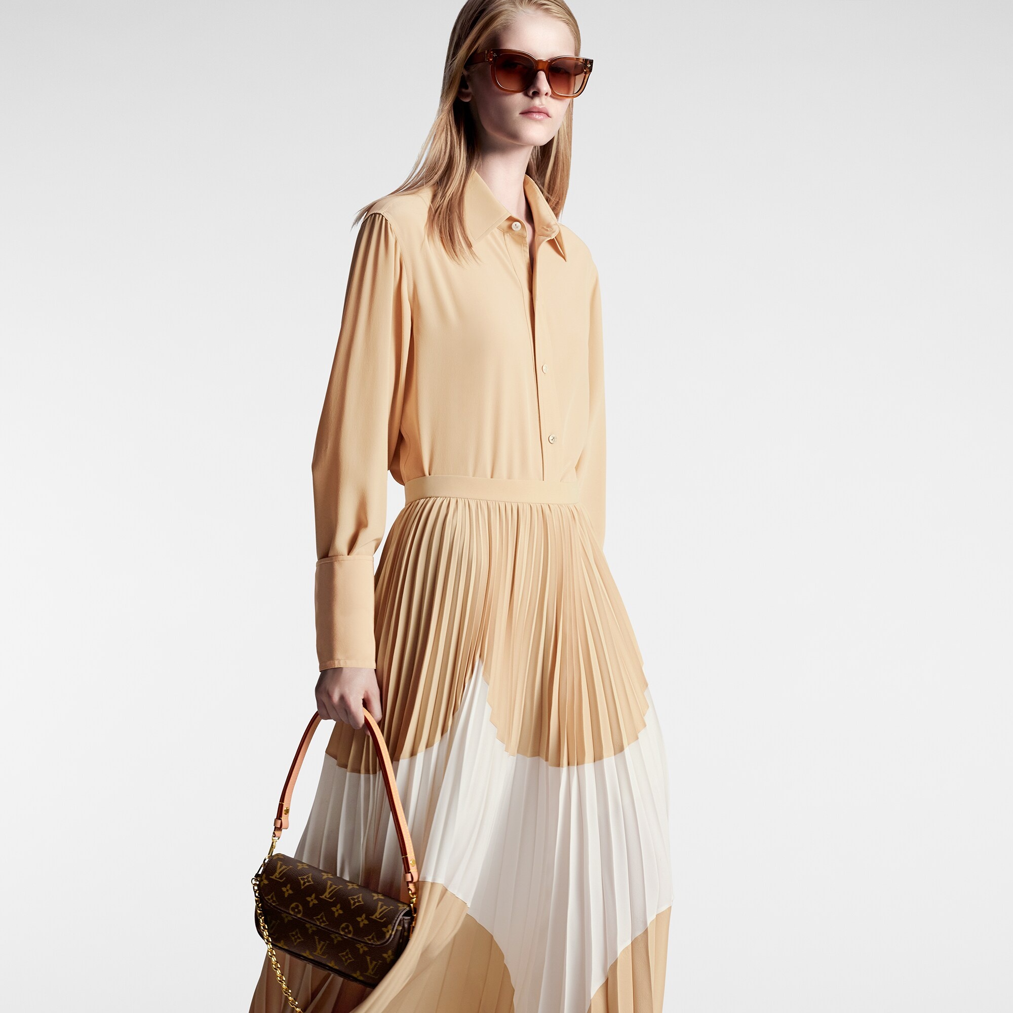 Abstract Insert Pleated Skirt - 5