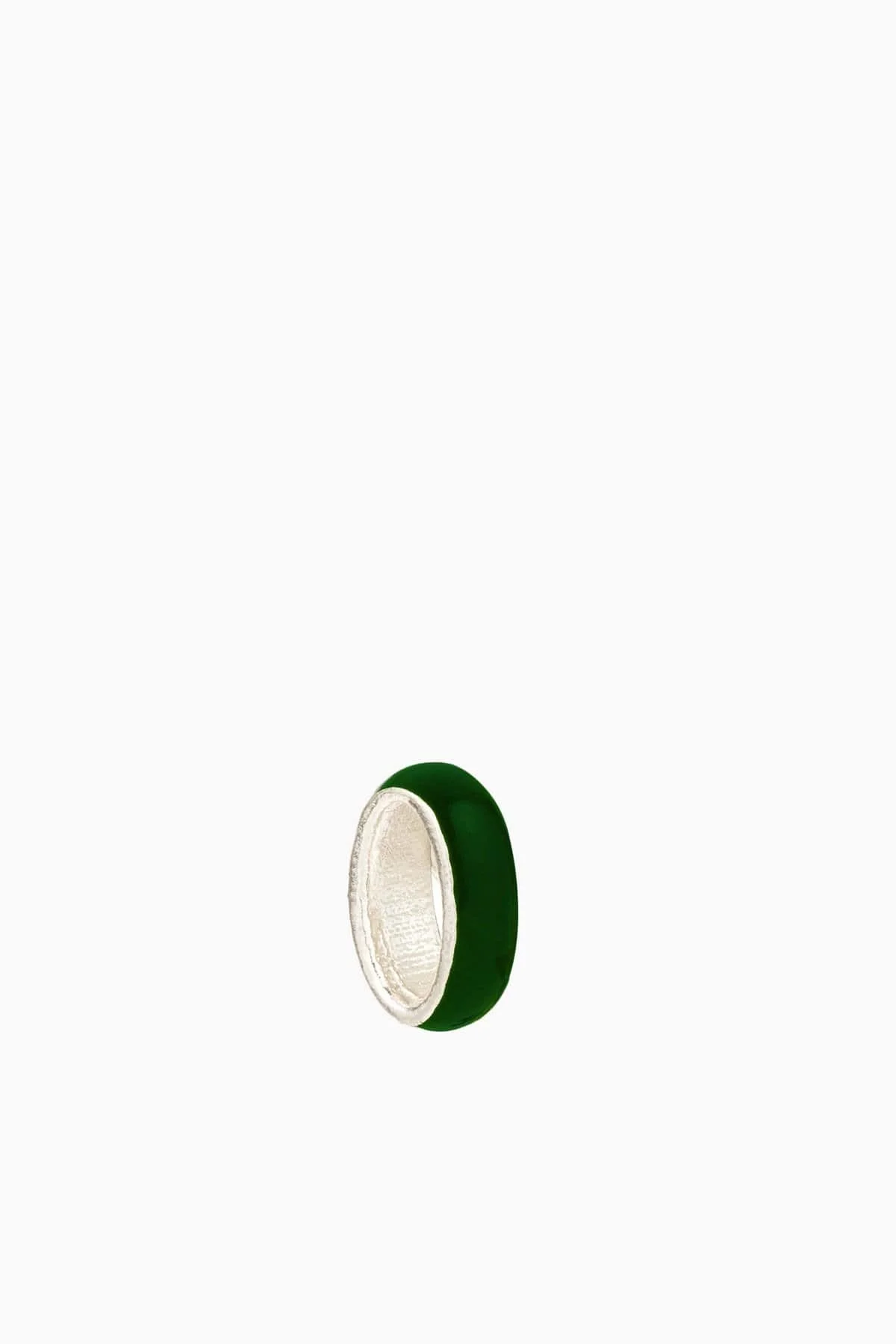 Forest Green Enamel Bead in Sterling Silver - 1