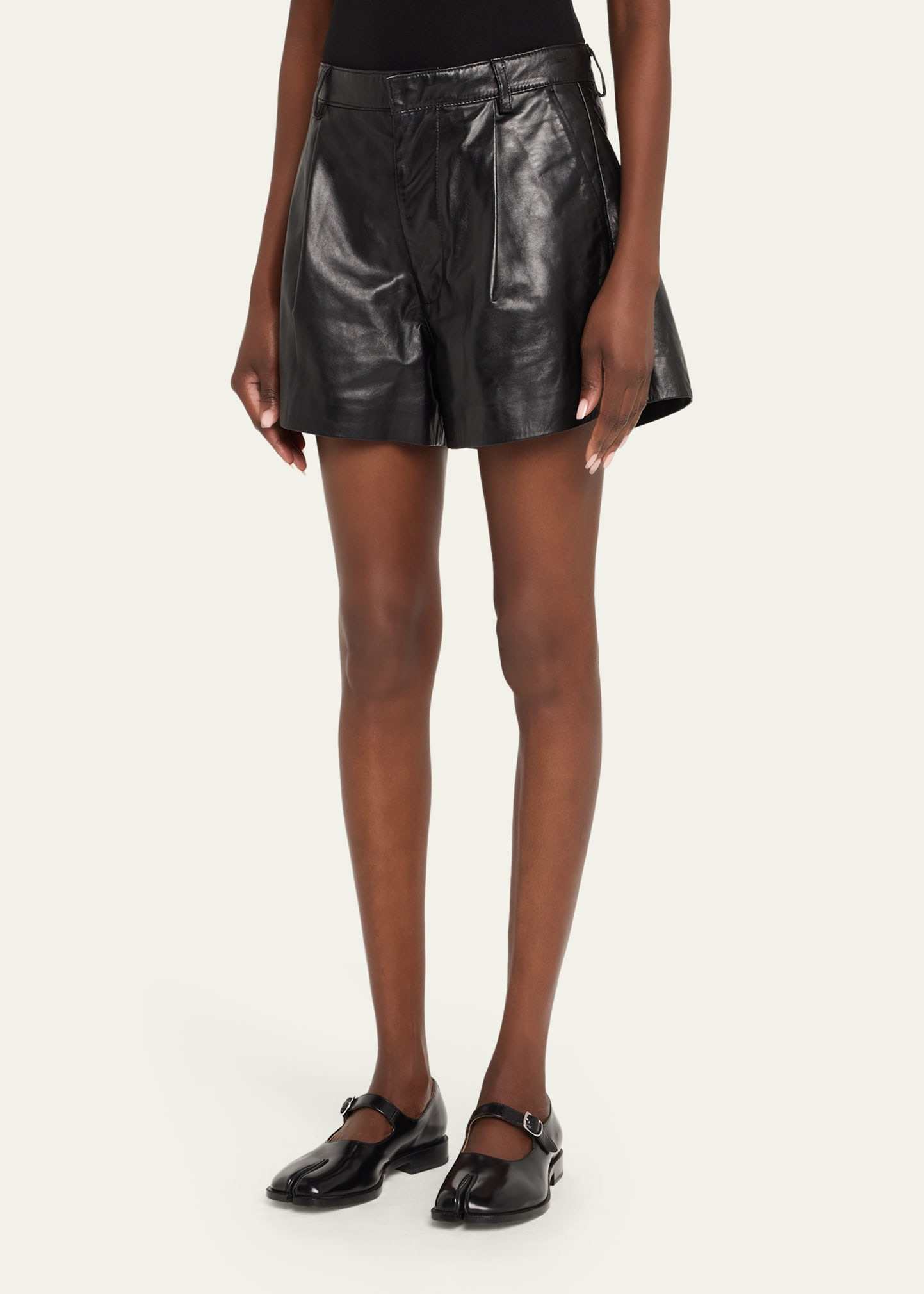Loose Leather Shorts - 4