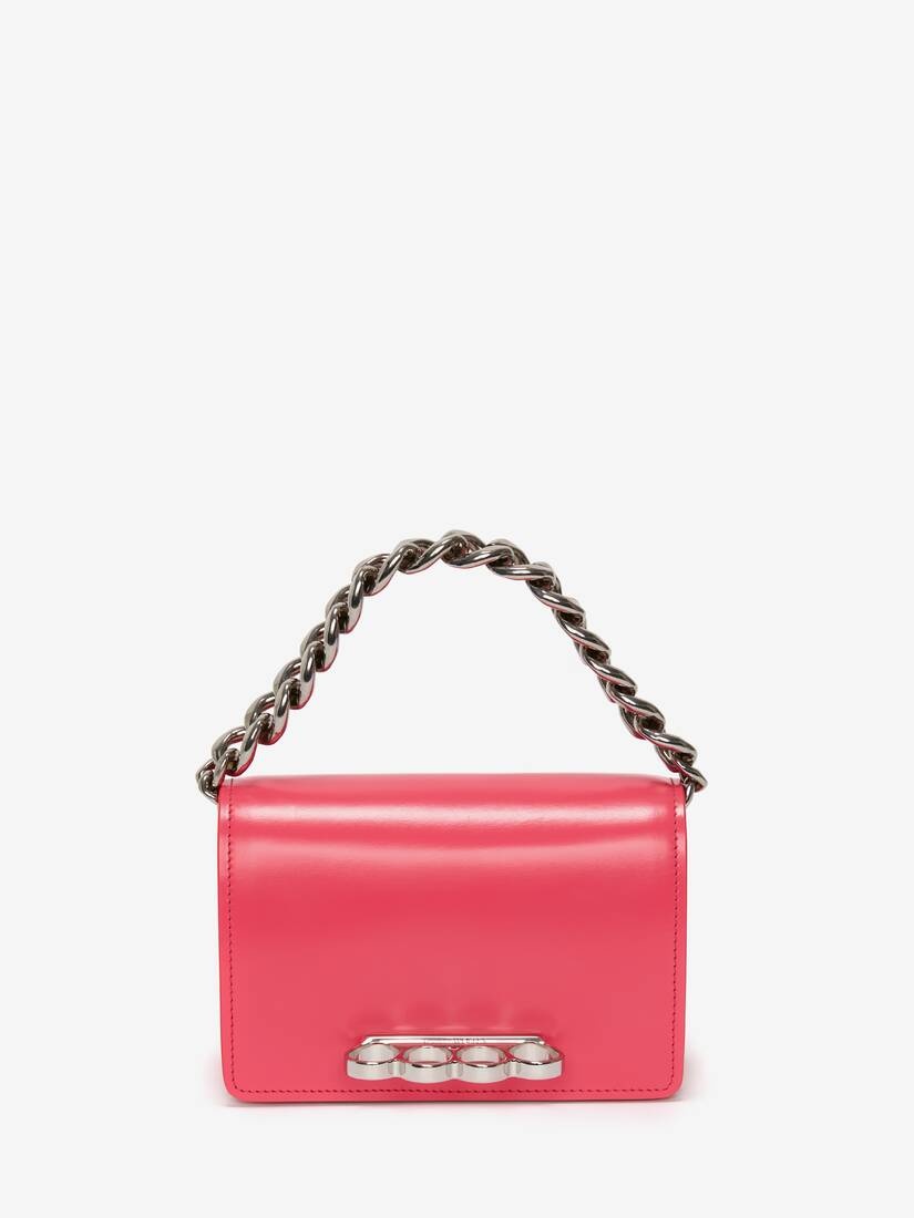 The Four Ring Mini With Chain in Neon Pink - 5