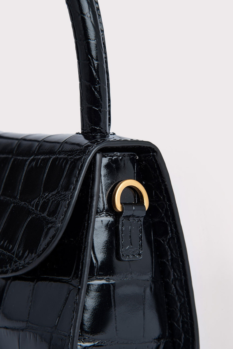 Mini Black Croco Embossed Leather 3
