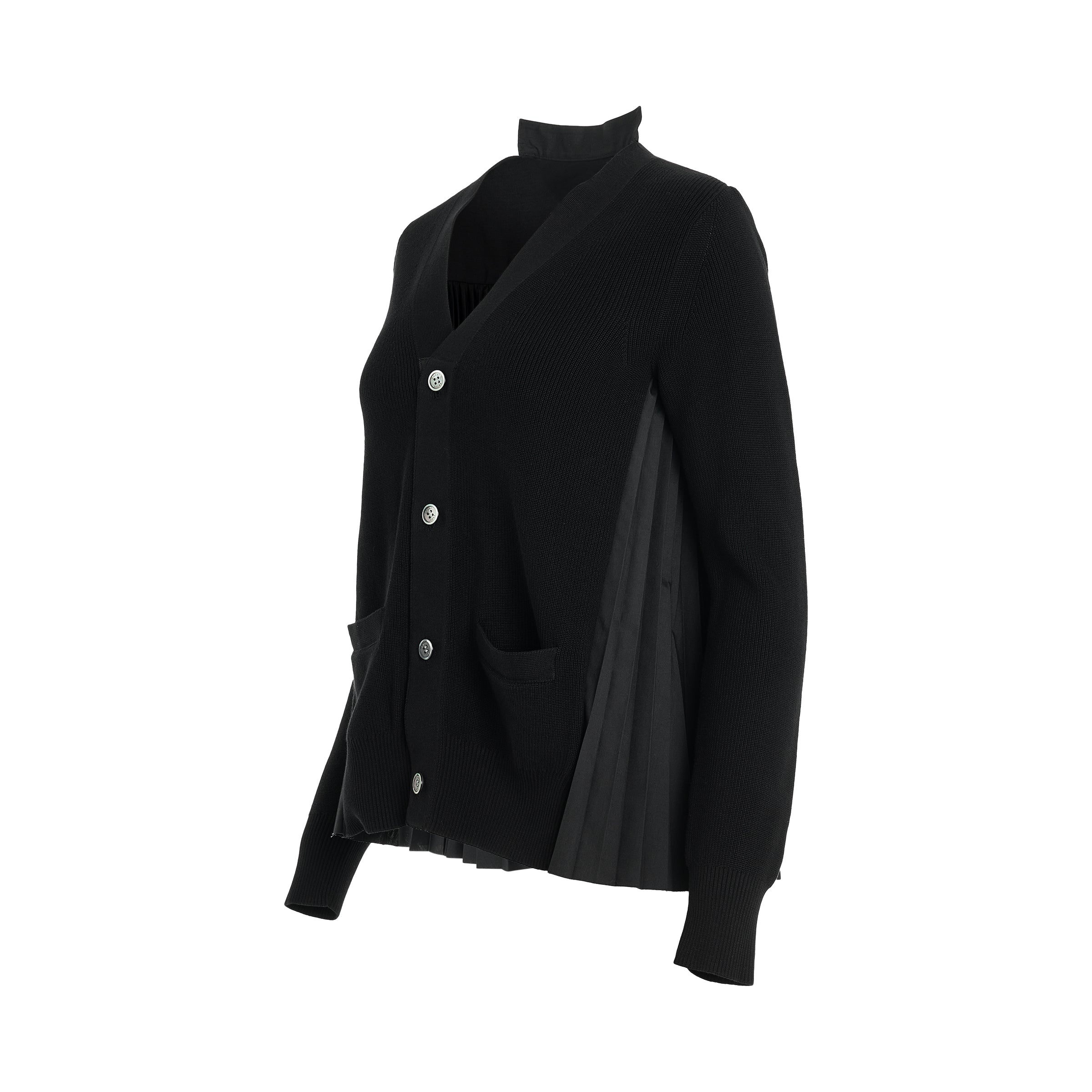 sacai Cotton Knit Cardigan in Black | marais | REVERSIBLE