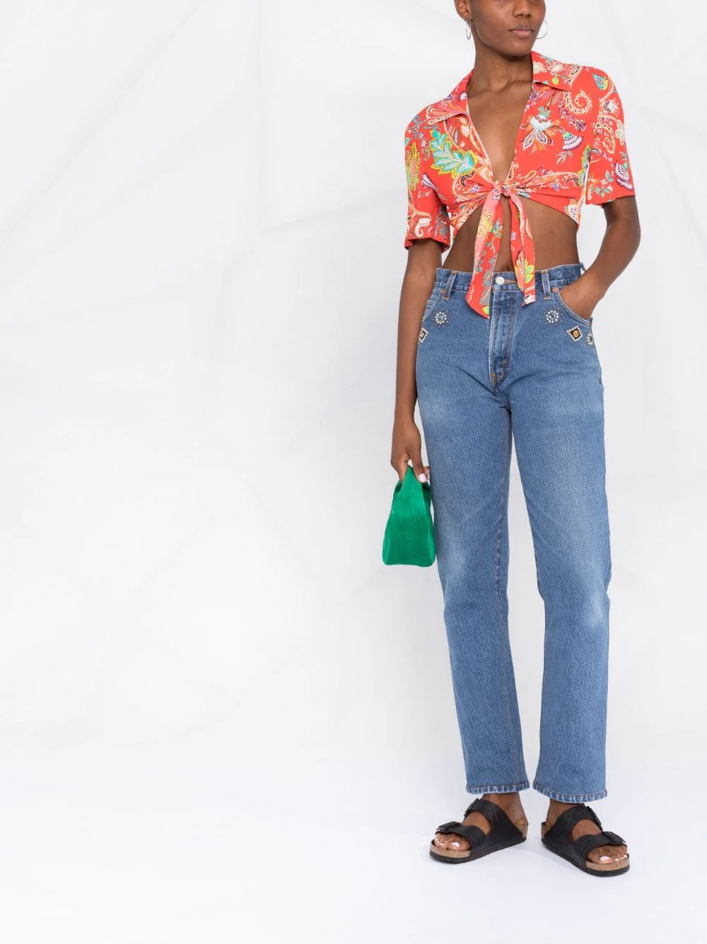 crystal-embellished straight-leg jeans - 2