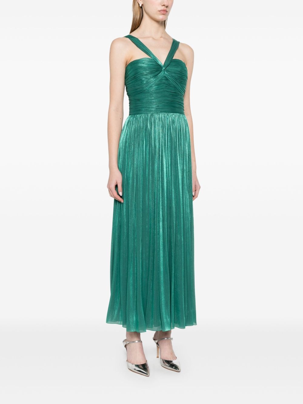 lurex georgette maxi dress - 3