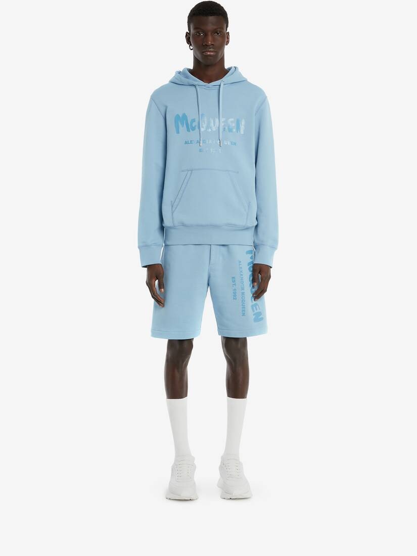 Mcqueen Graffiti Hooded Sweatshirt in Sky Blue - 2