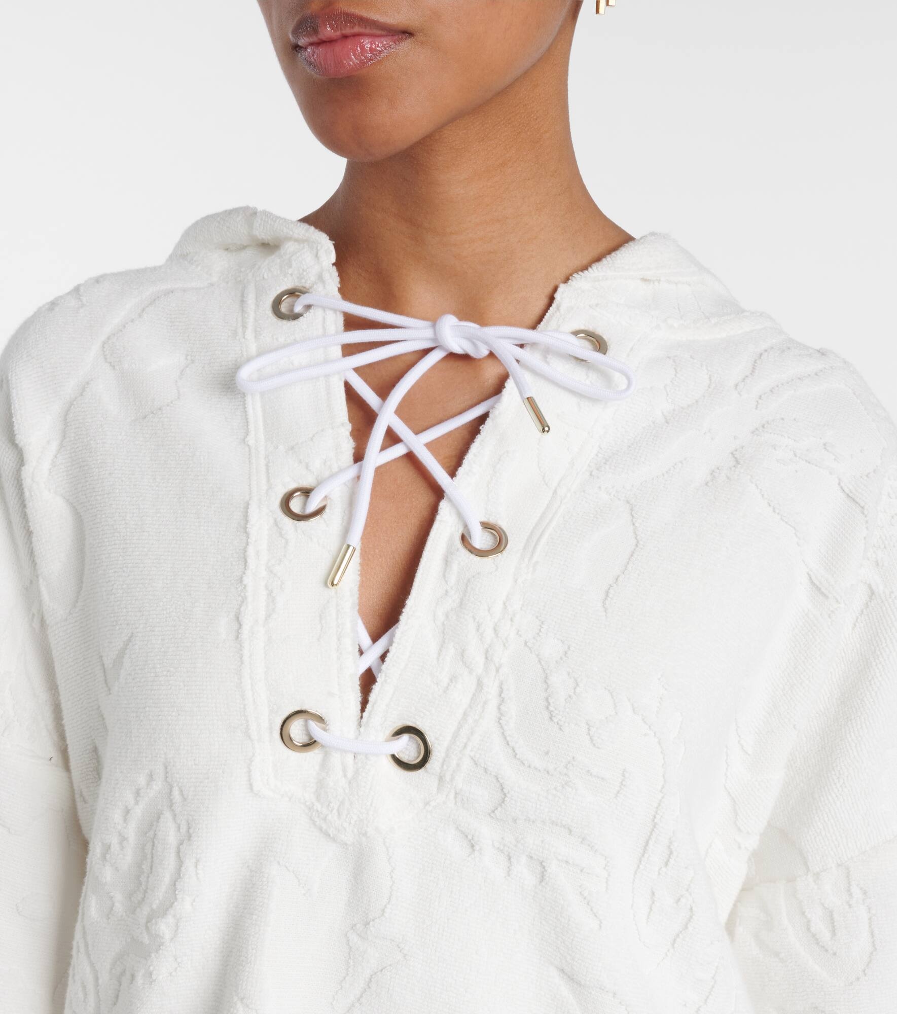 Cosy Towelling cotton terry jacquard hoodie - 4