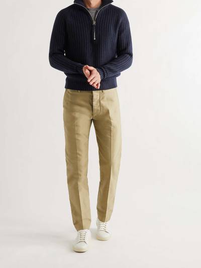 TOM FORD Slim-Fit Ribbed Cashmere and Wool-Blend Half-Zip Sweater outlook