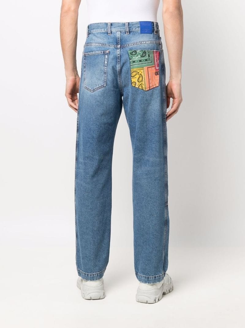 patchwork bandana jeans - 4