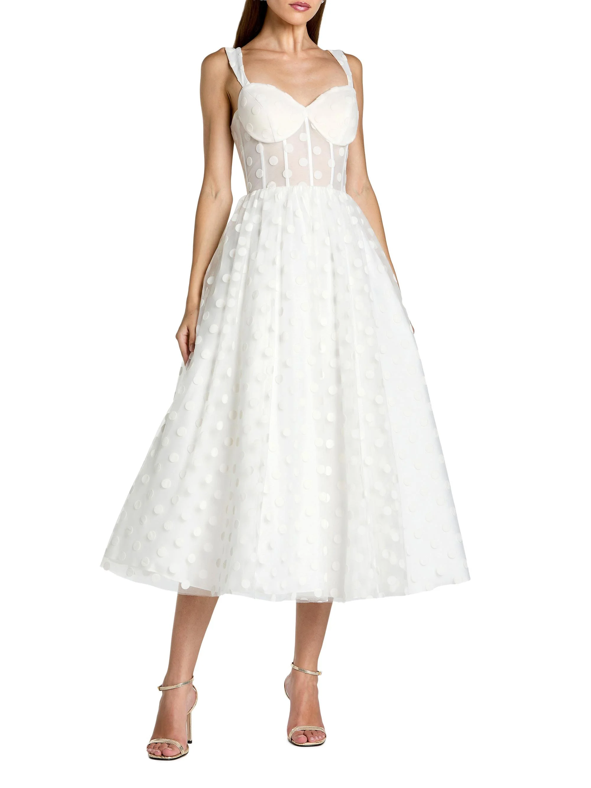 Women's Polka Dot Tulle Bustier Cocktail Dress - Ivory - 1